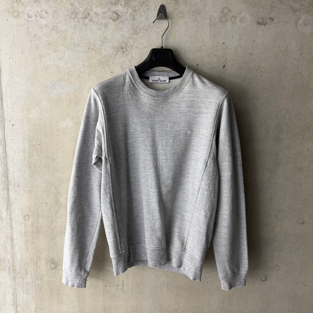 Stone Island logo sweatshirt light grey melange front view