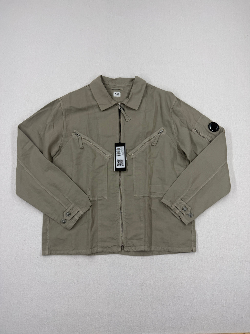 C.P. Company Cotton/Linen Full Zip Overshirt — front
