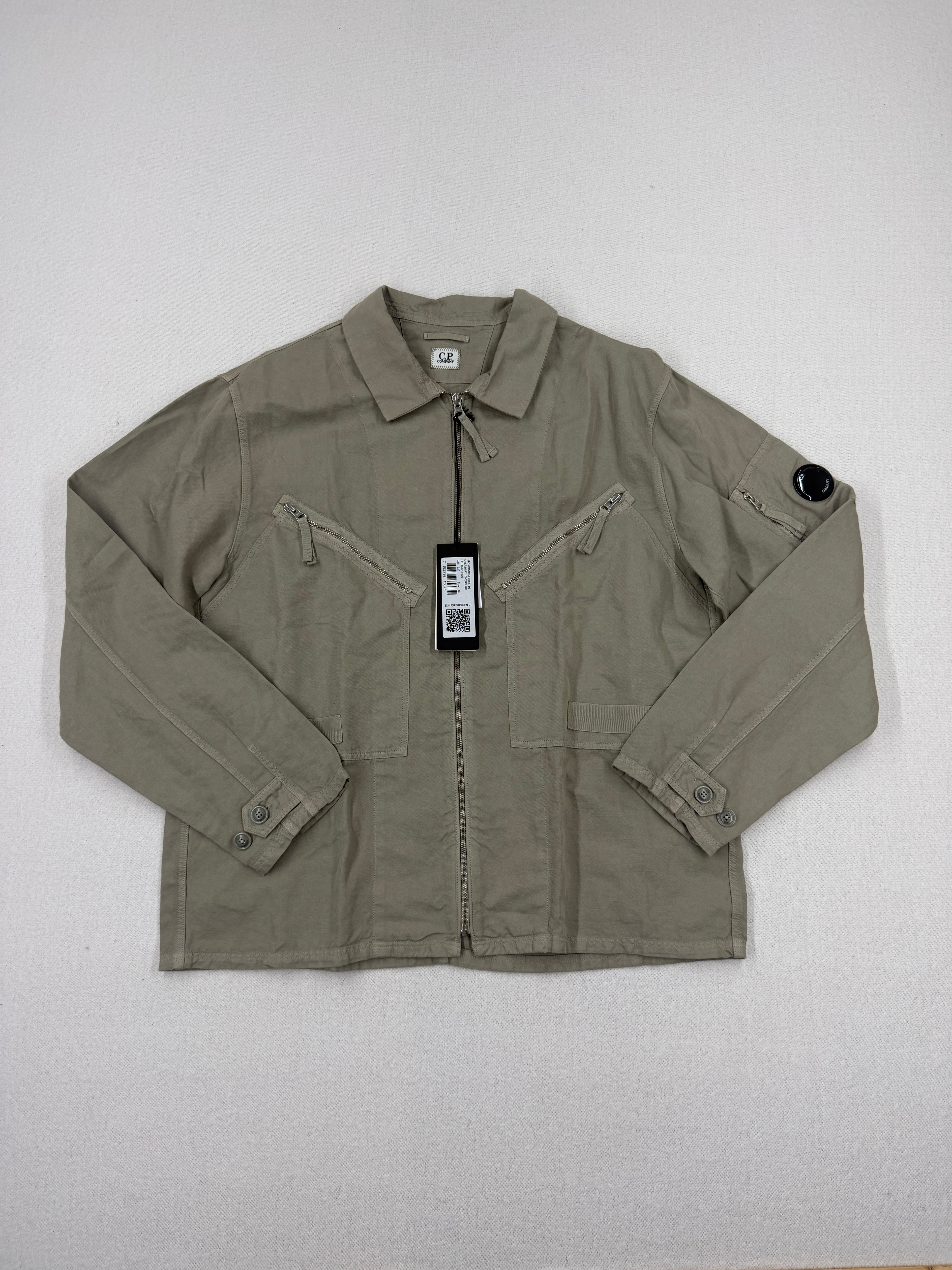C.P. Company Cotton/Linen Full Zip Overshirt — front