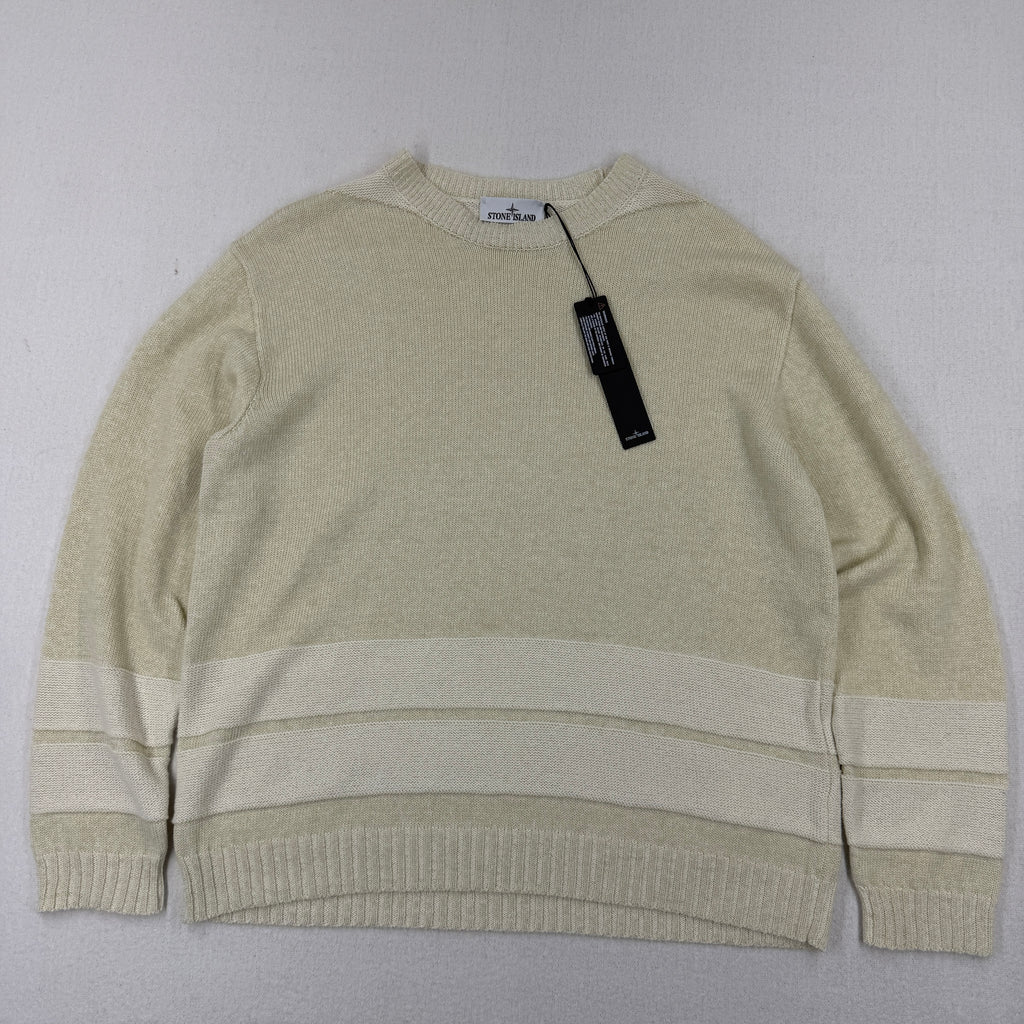 Stone Island Marina striped jumper Ivory Melange front view