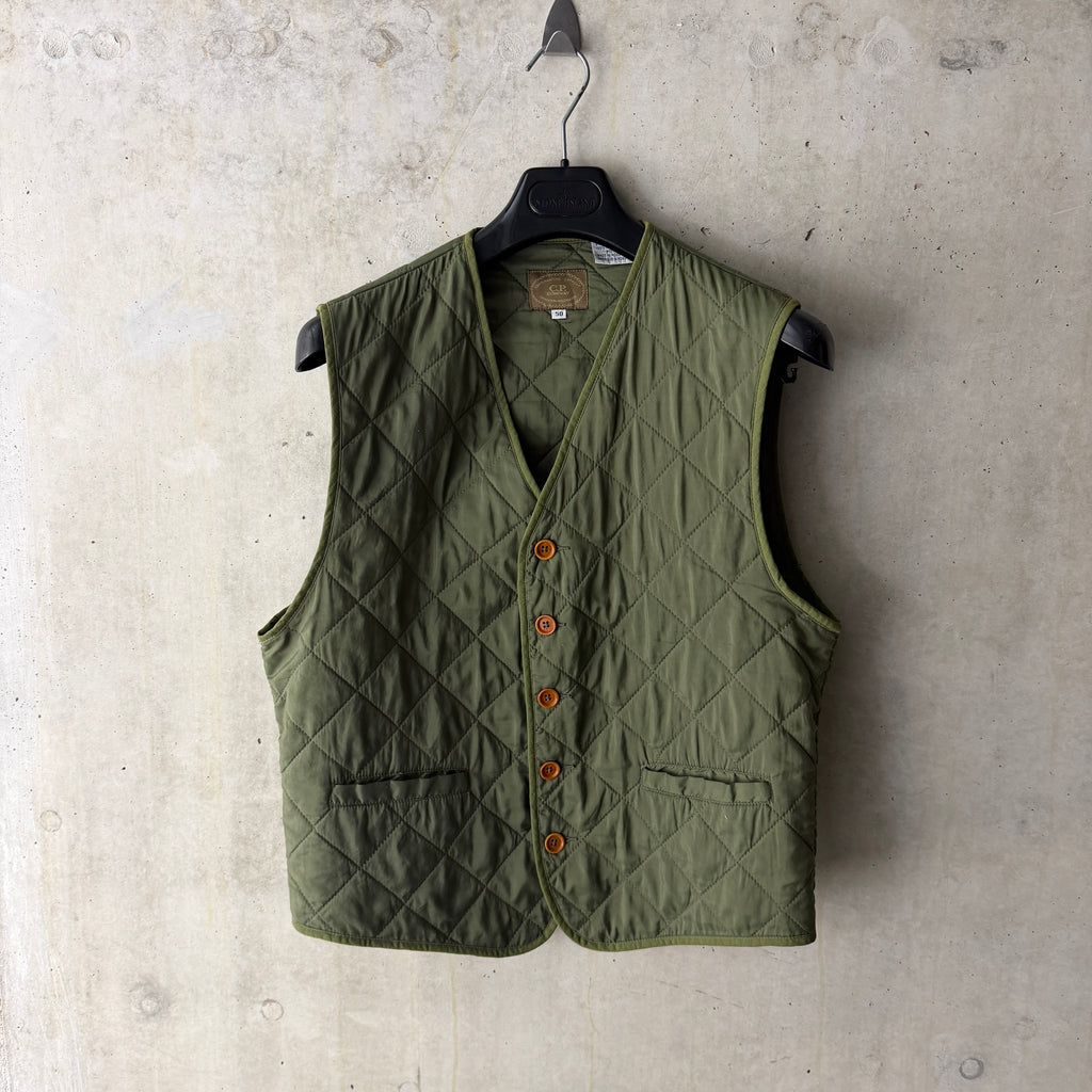 C.P. Company quilted gilet olive green front view