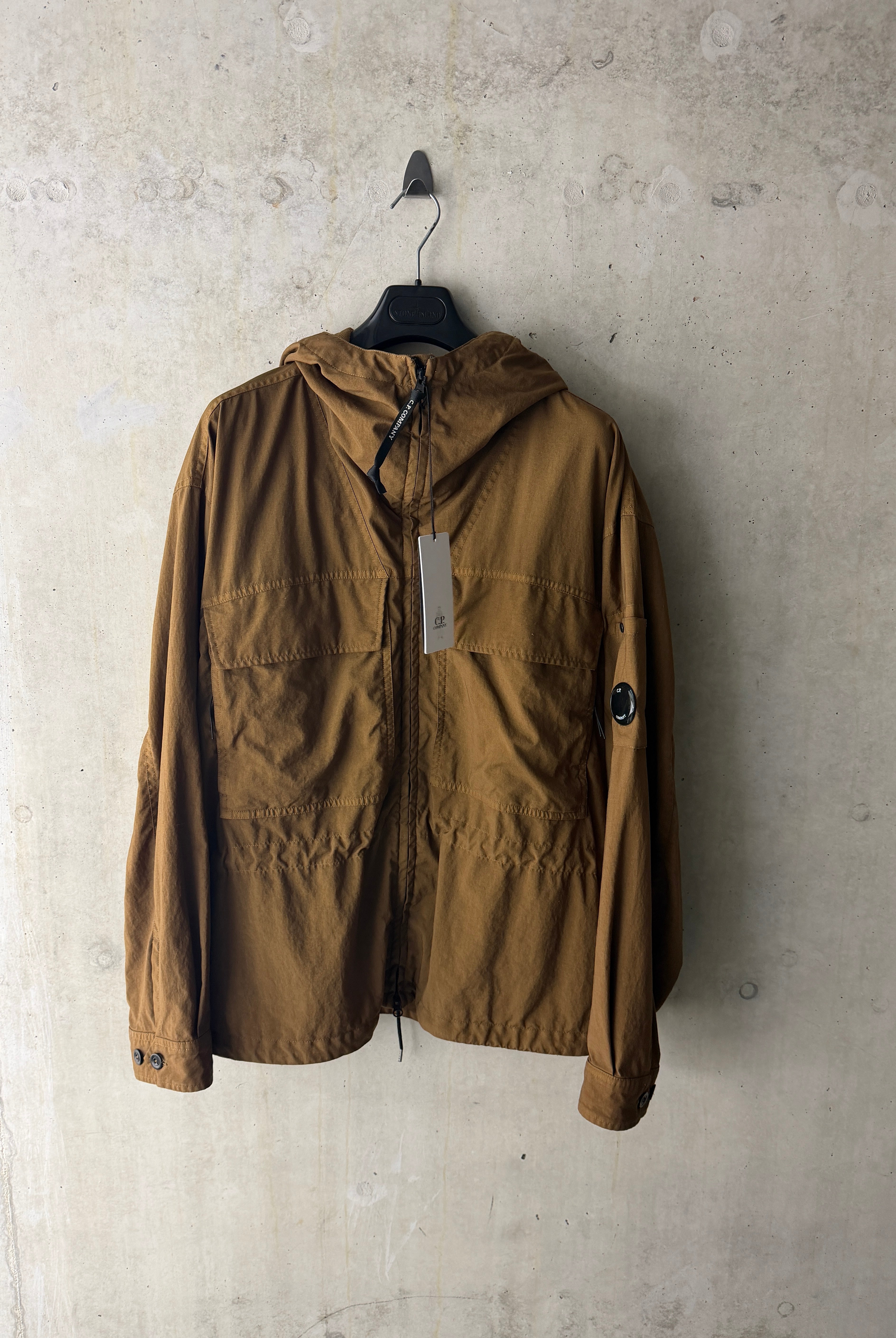 C.P. Company Taylon P overshirt camel tobacco front view