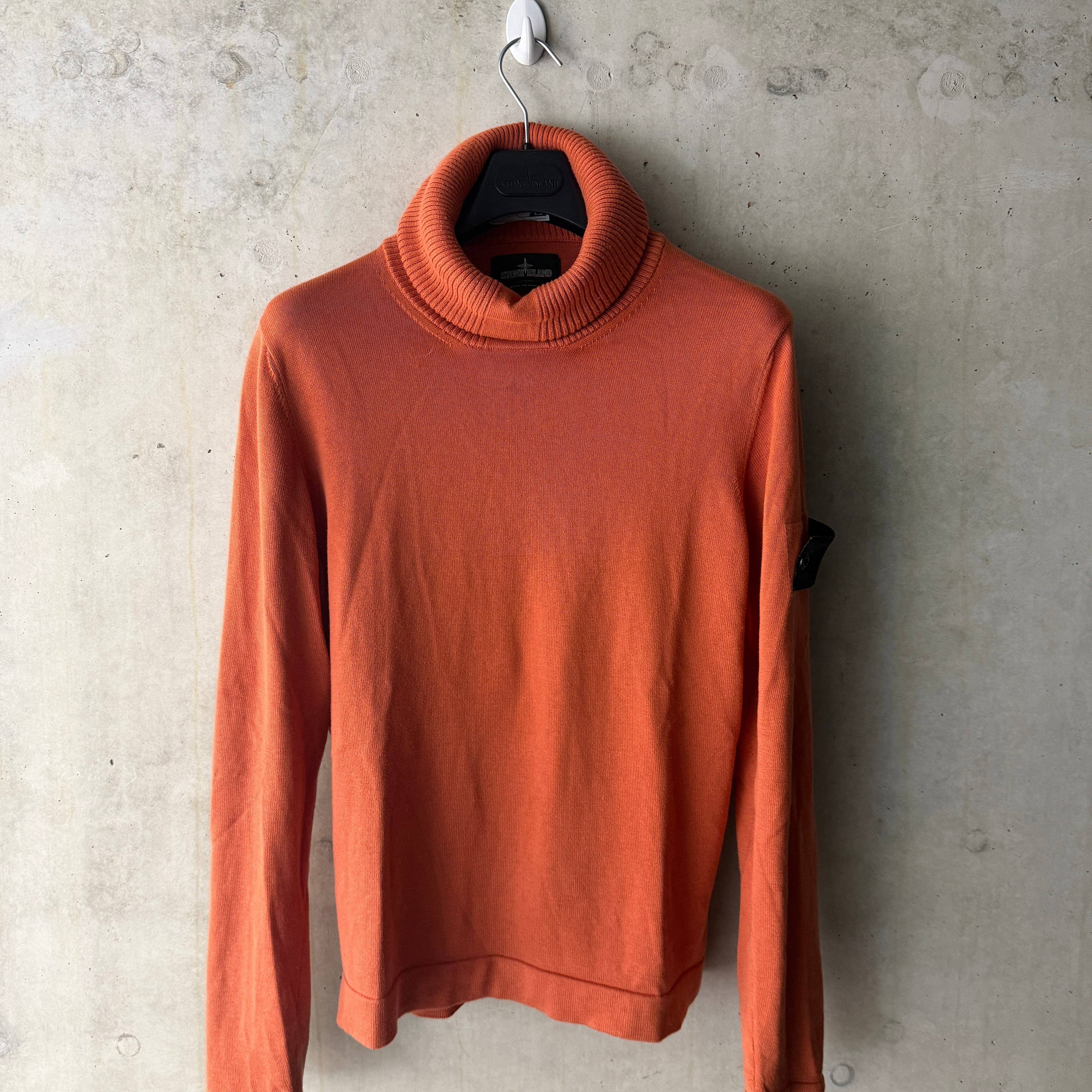 Stone Island Shadow Project turtleneck rust orange front view