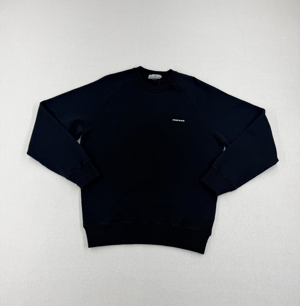 Stone Island Navy Thick Cotton Spell Out Sweatshirt — front