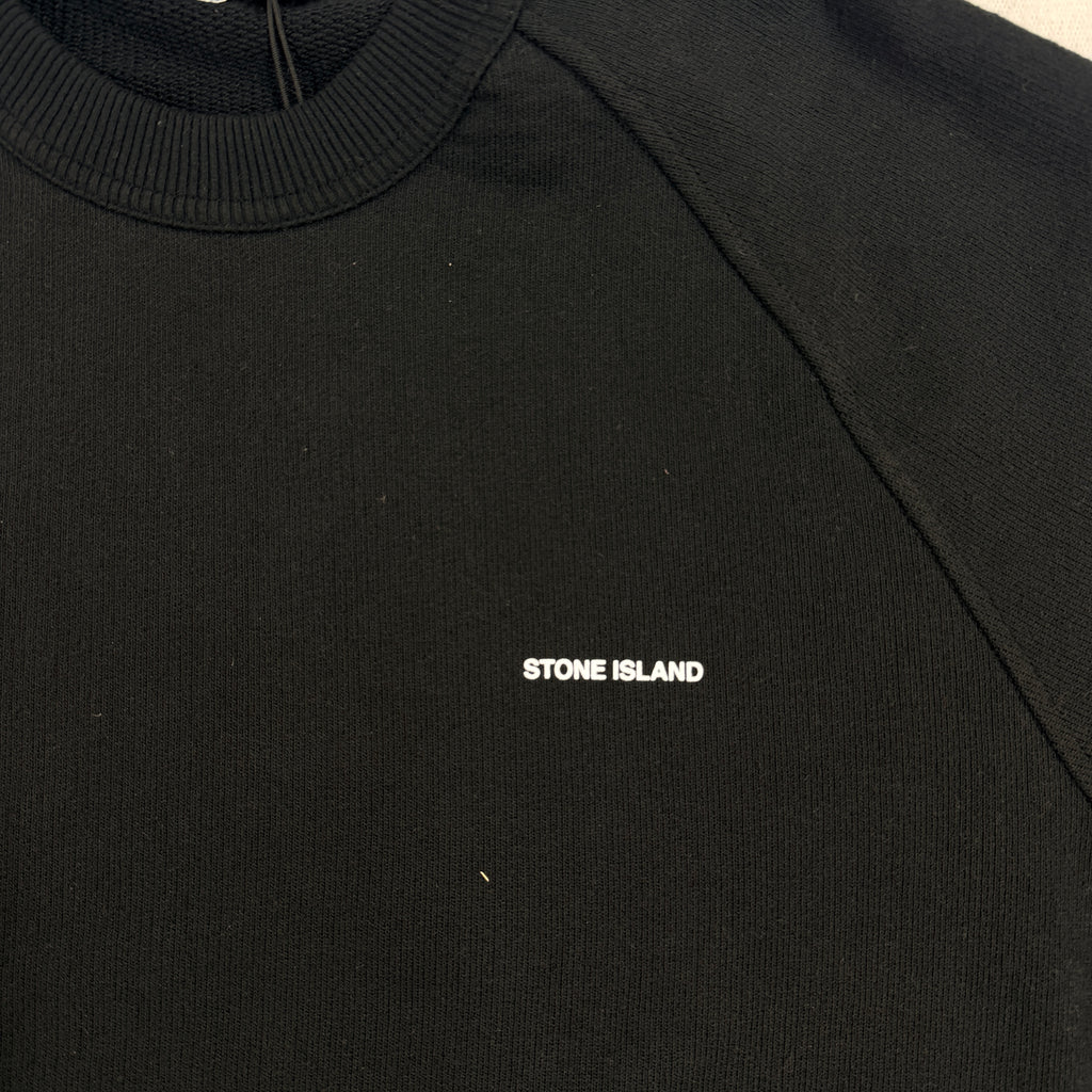 Stone Island Navy Thick Cotton Spell Out Sweatshirt — detail
