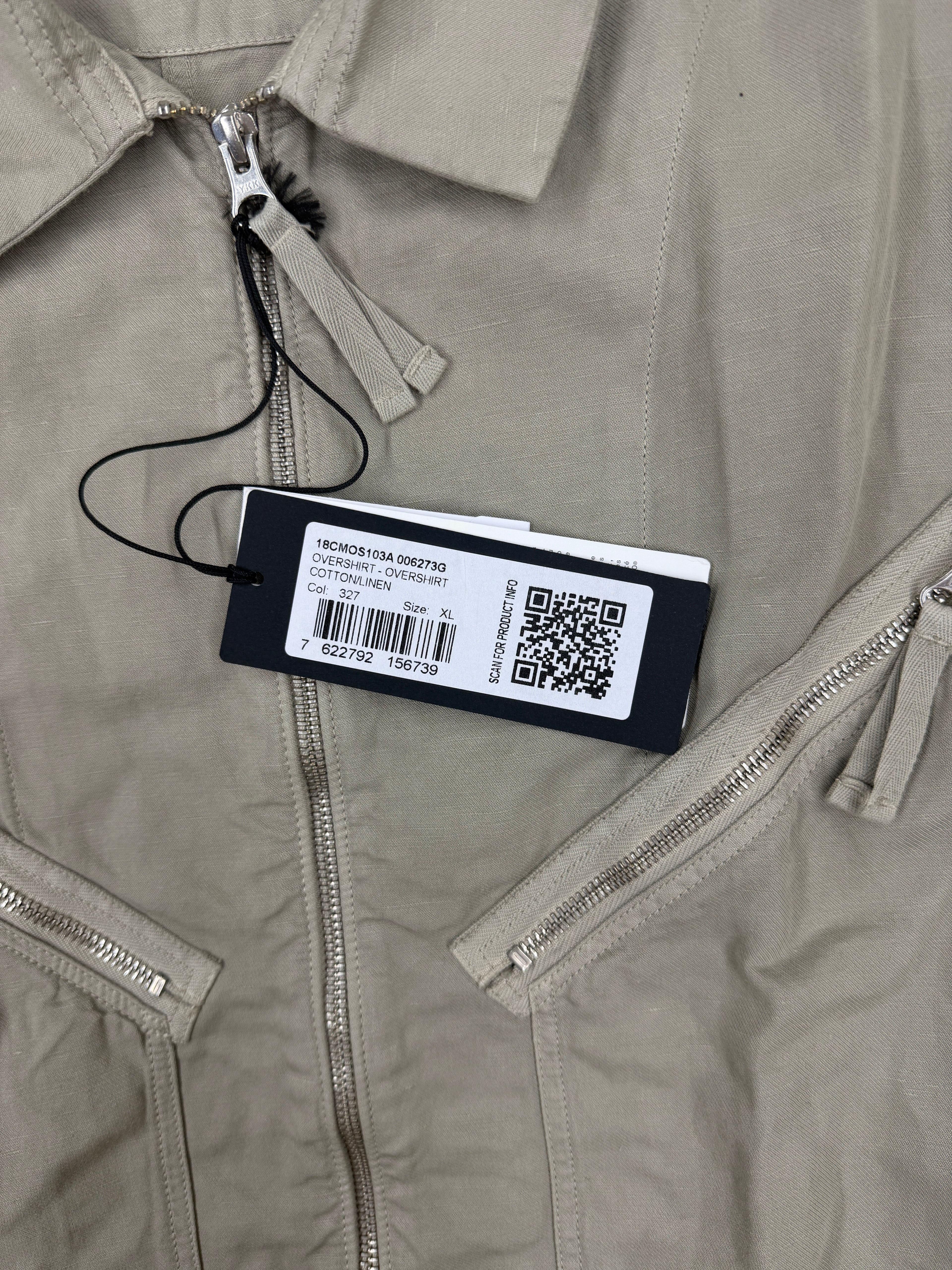 C.P. Company Cotton/Linen Full Zip Overshirt — tag