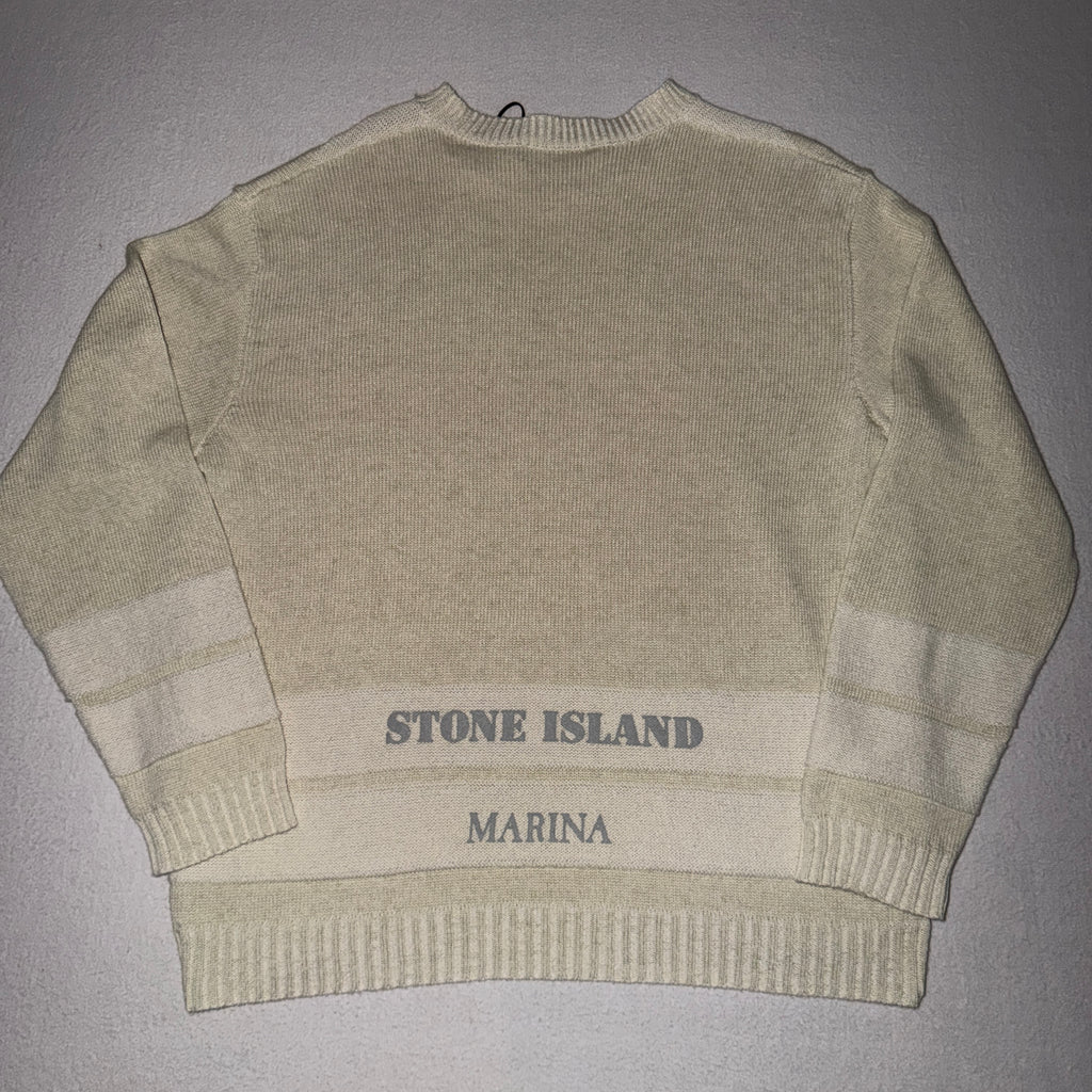 Stone Island Marina striped jumper Ivory Melange back view