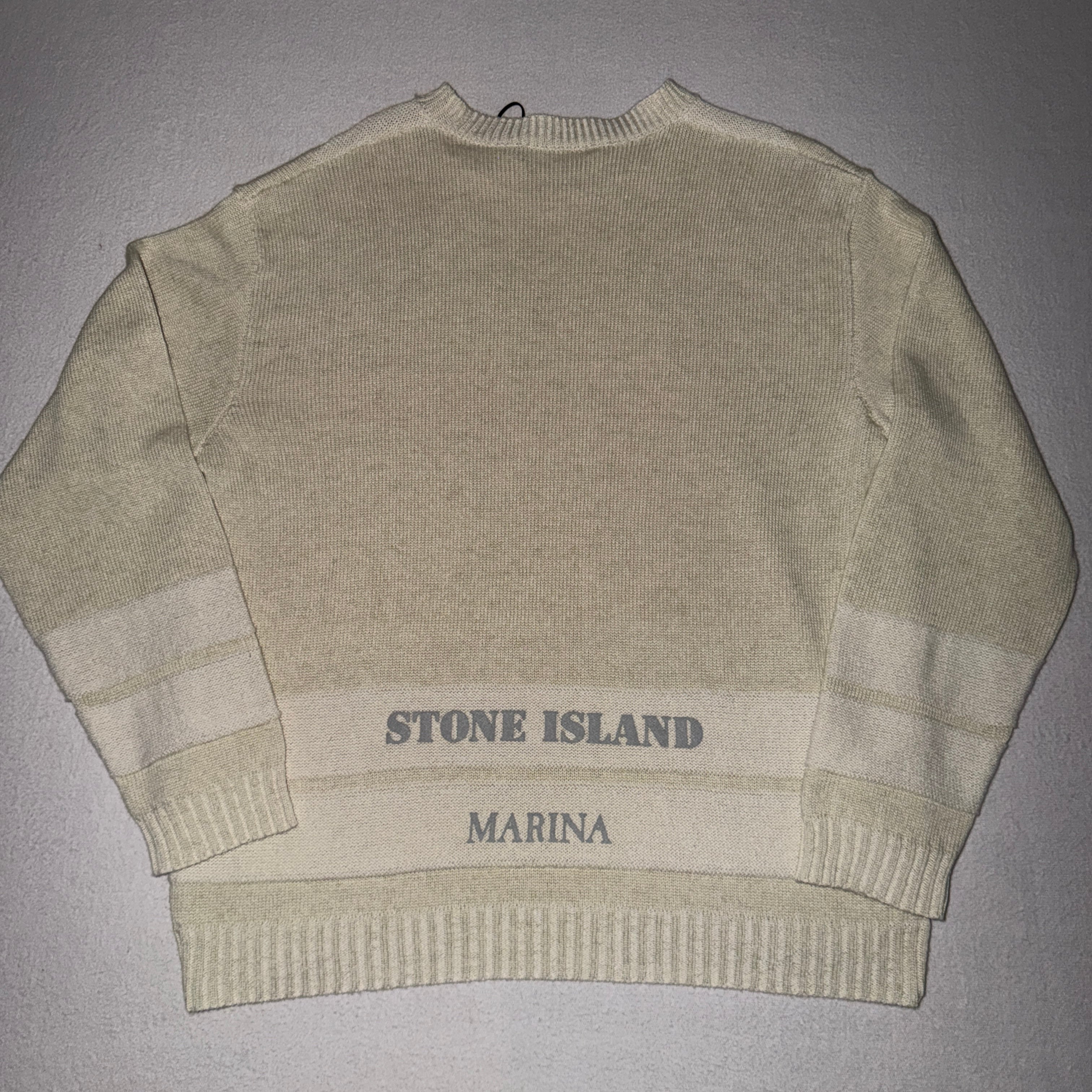 Stone Island Marina striped jumper Ivory Melange back view