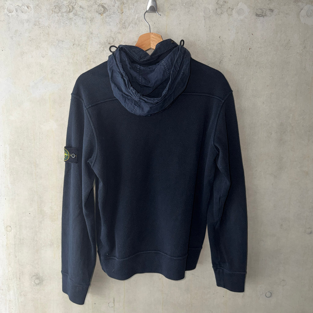 Stone Island half zip hoodie washed navy back view