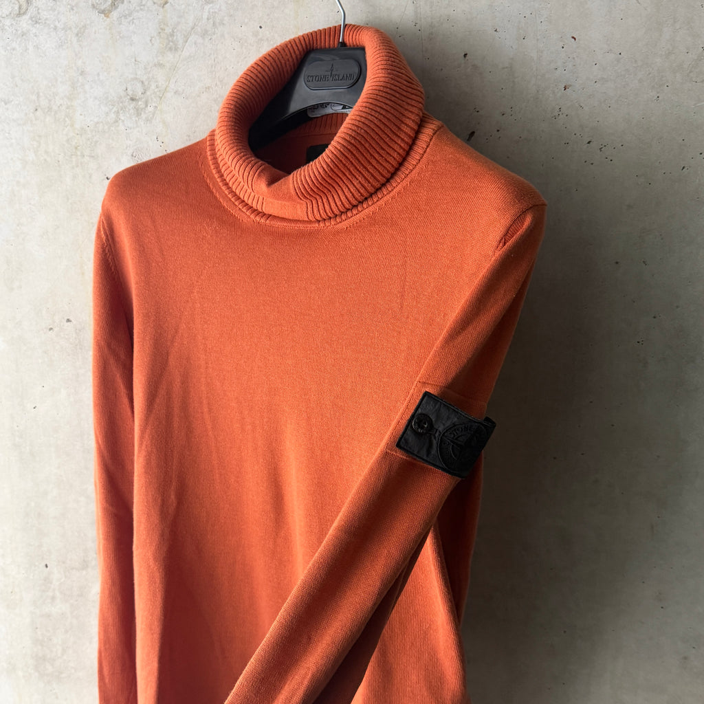 Stone Island Shadow Project turtleneck rust orange detail view