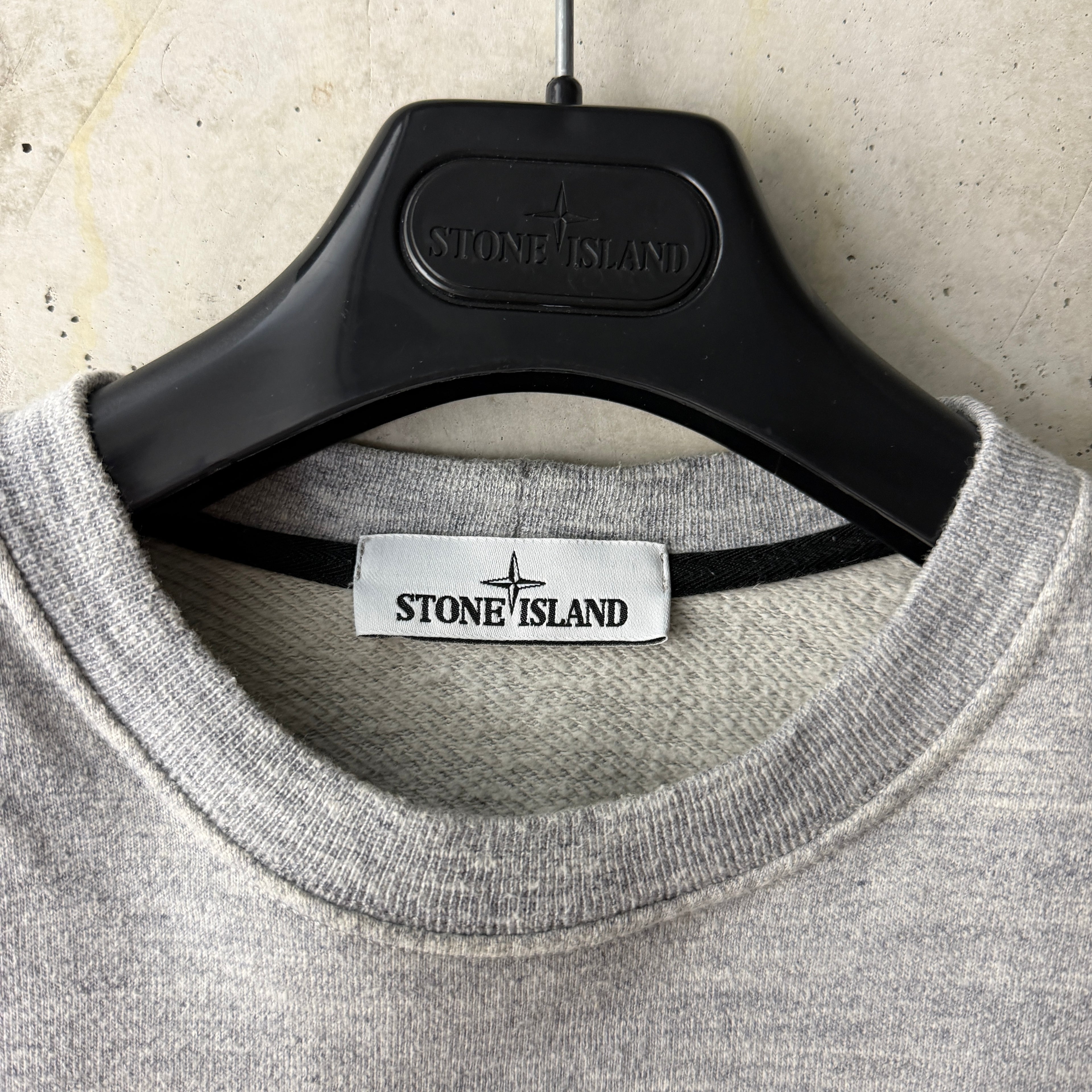 Stone Island logo sweatshirt light grey melange care label
