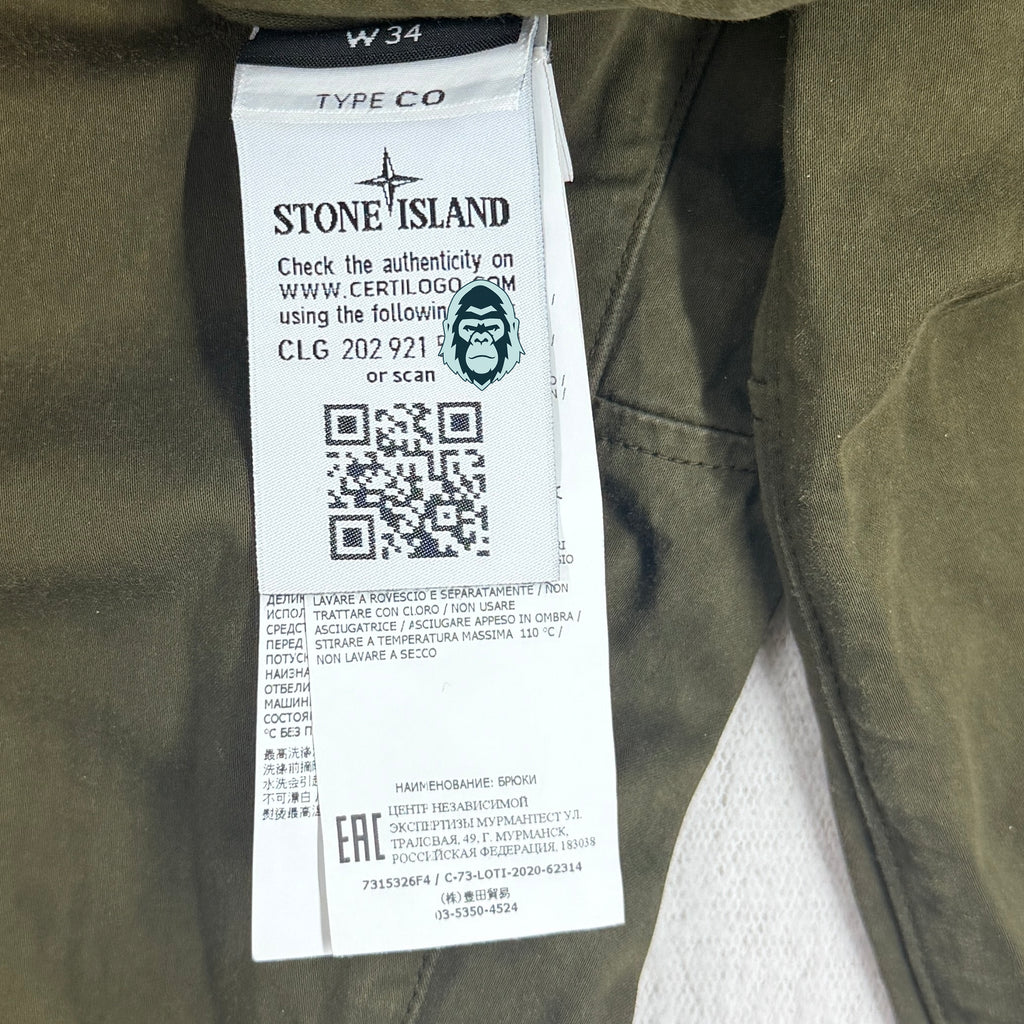 Stone Island Military Green Ghost Cargo Pants — certilogo