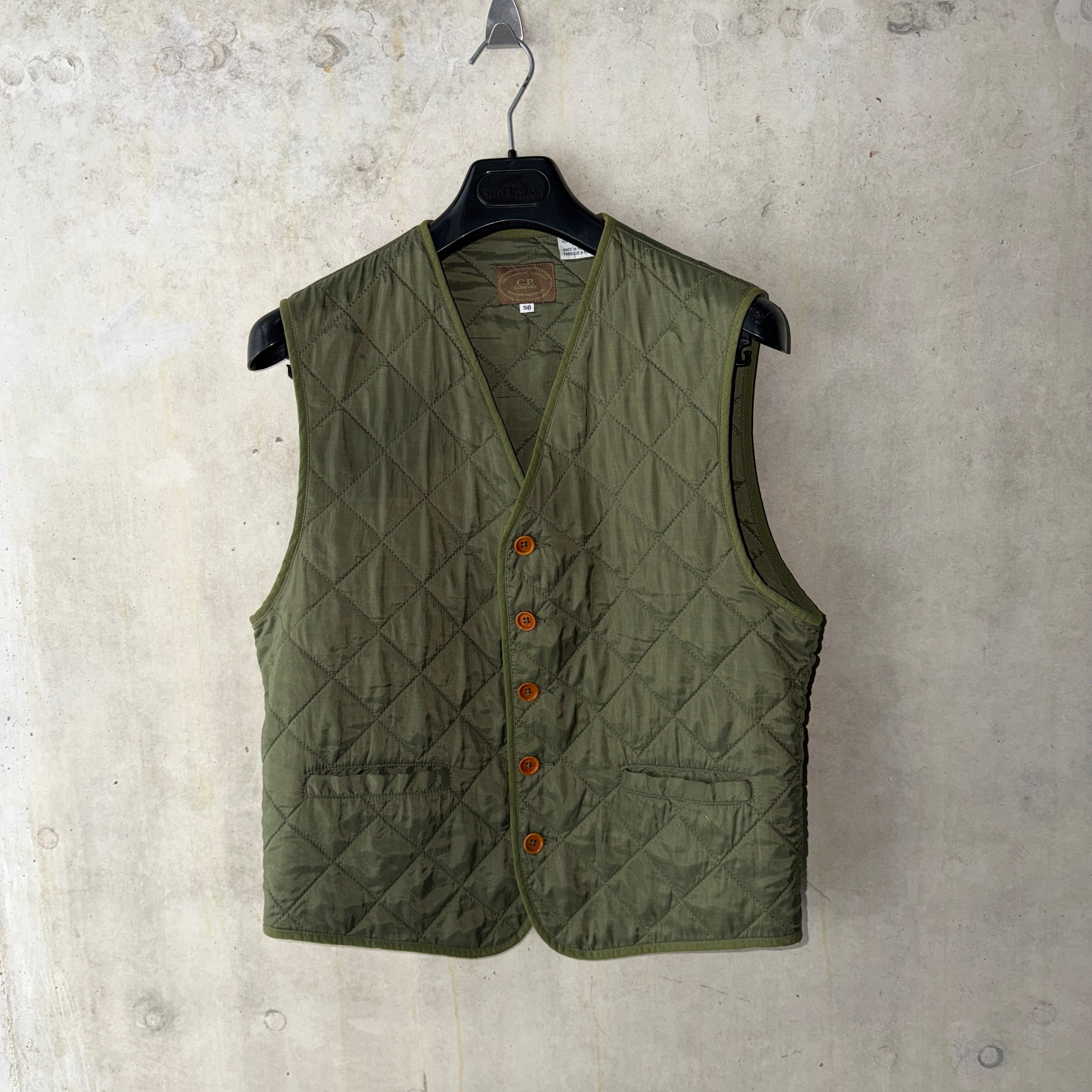C.P. Company quilted gilet olive green product detail 2