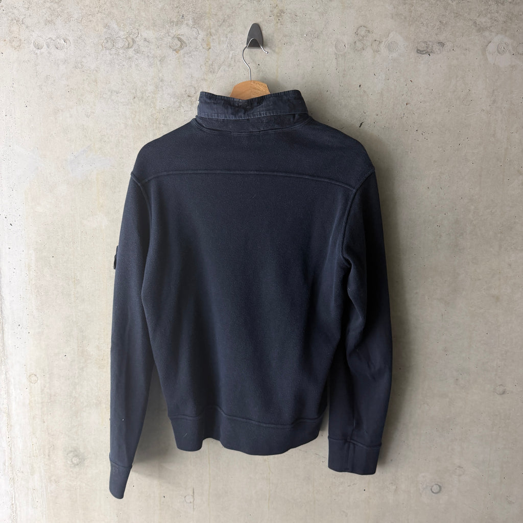Stone Island half zip hoodie washed navy back view 2