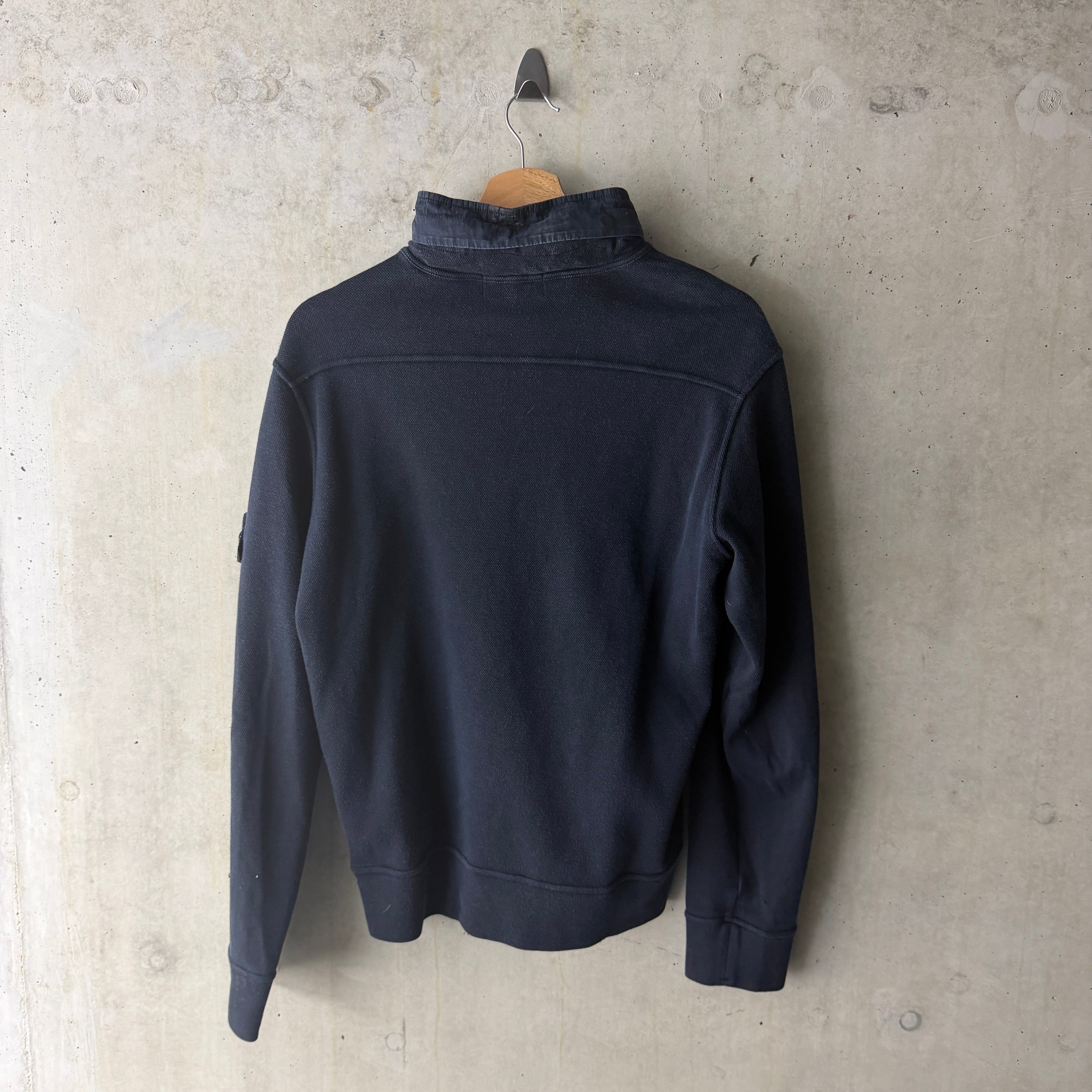 Stone Island half zip hoodie washed navy back view 2