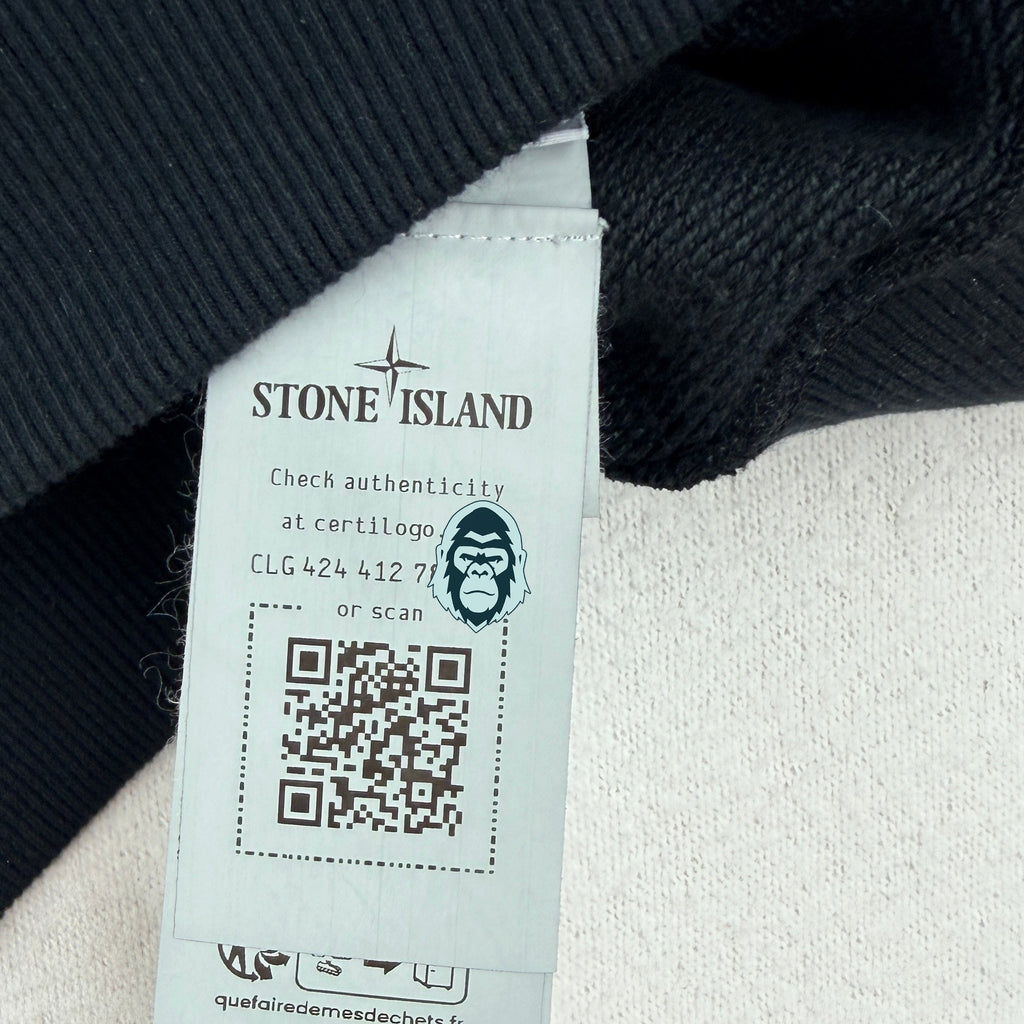 Stone Island Navy Thick Cotton Spell Out Sweatshirt — certilogo