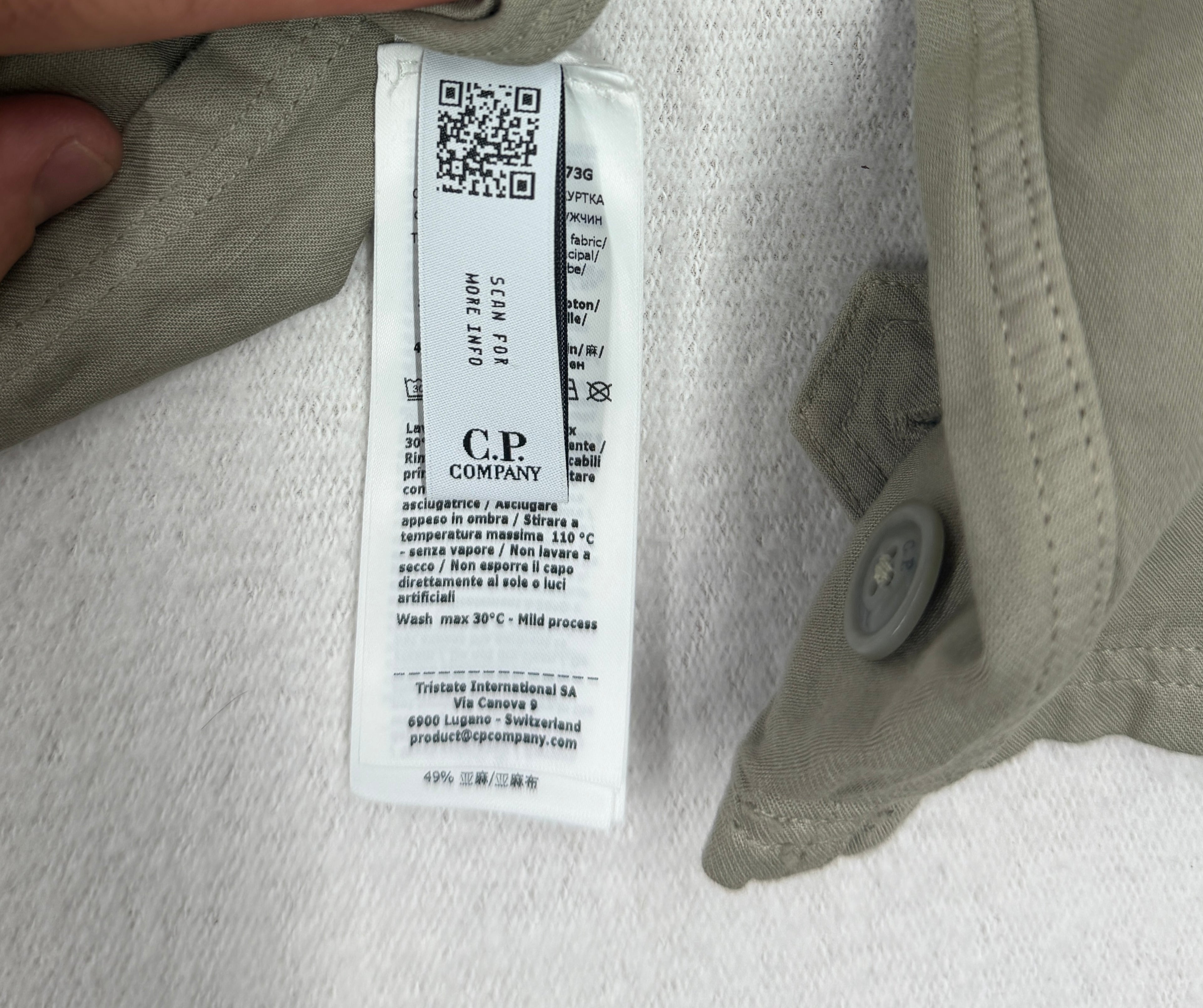 C.P. Company Cotton/Linen Full Zip Overshirt — label