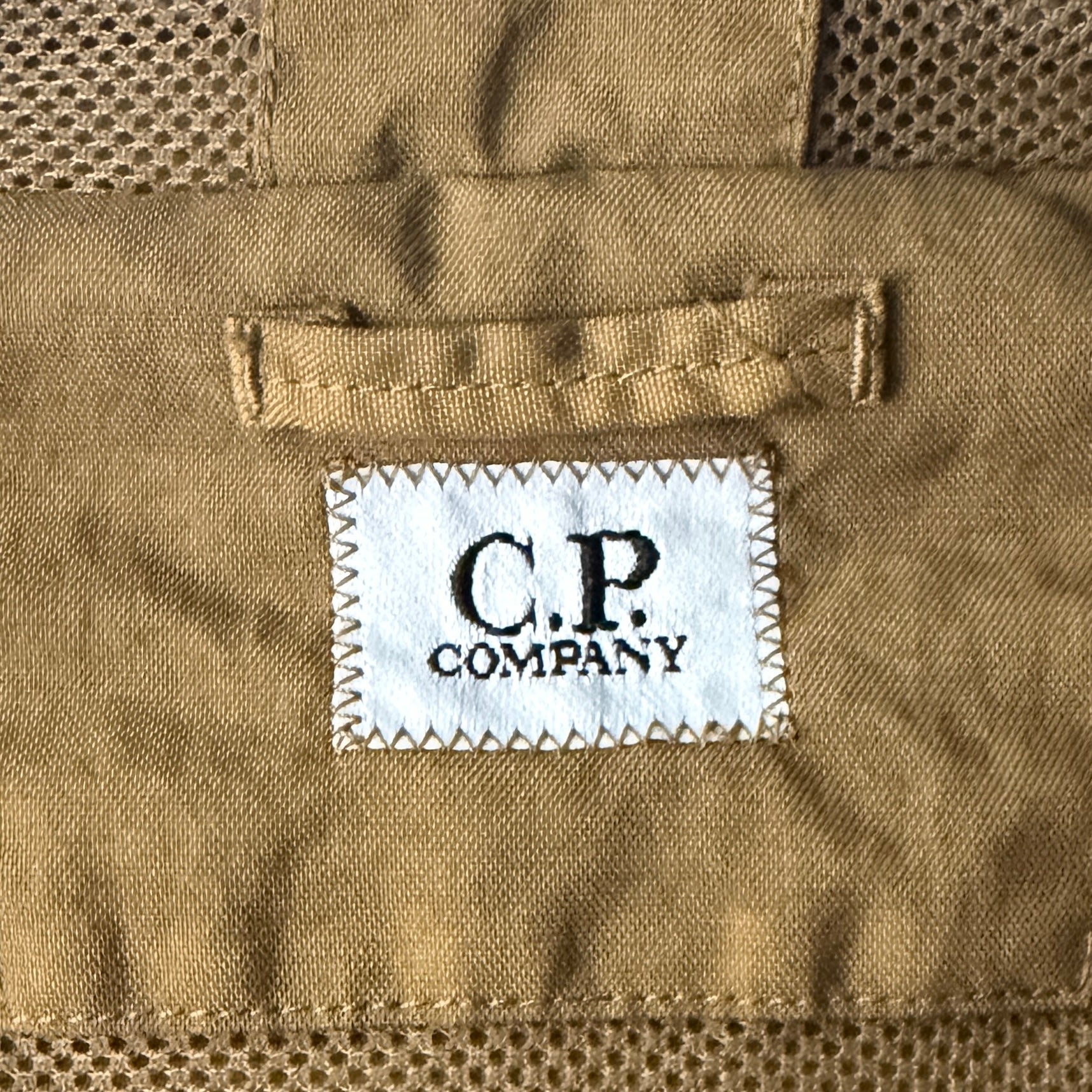 C.P. Company Taylon P overshirt camel tobacco care label