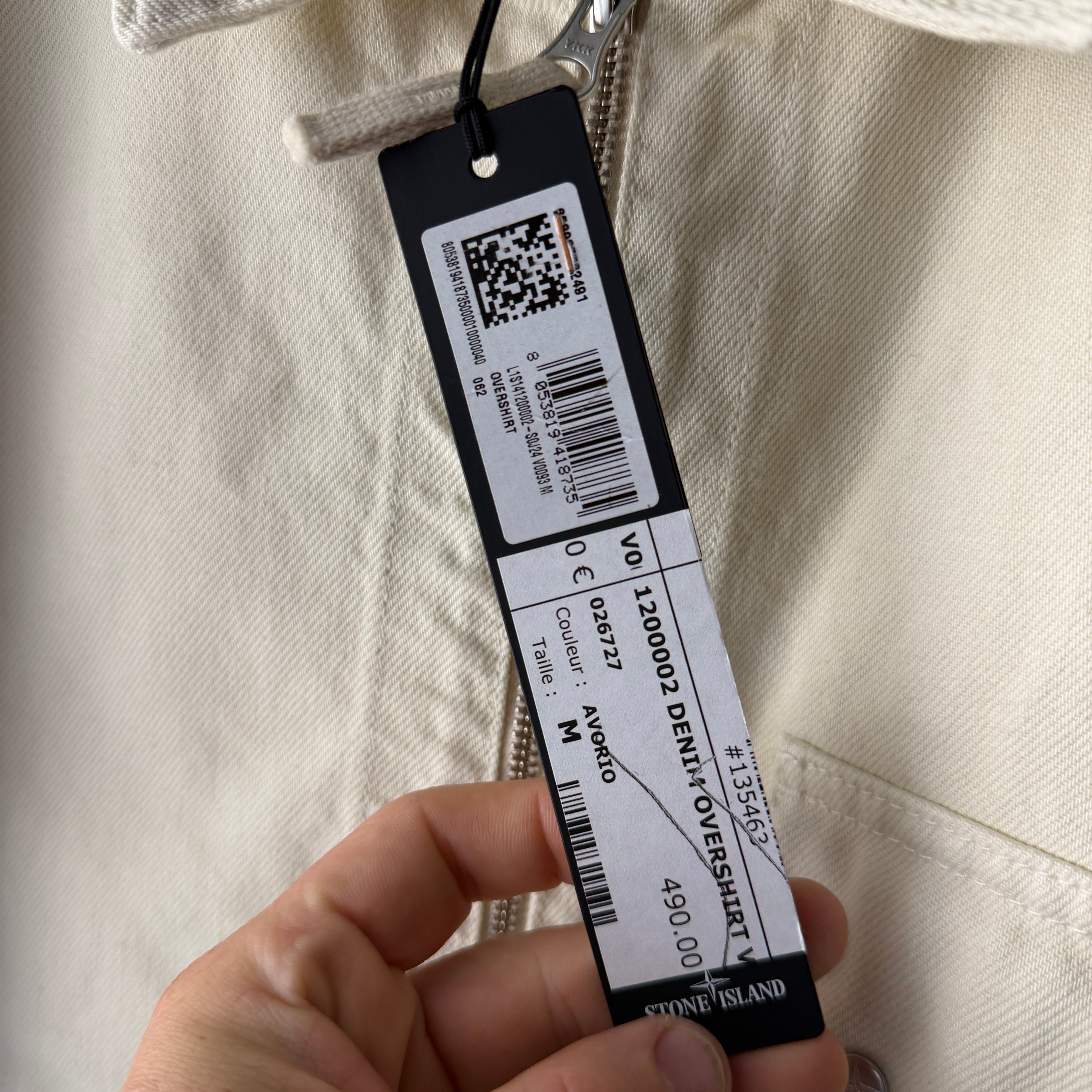 Stone Island Light Bull Denim-TC Overshirt — tag