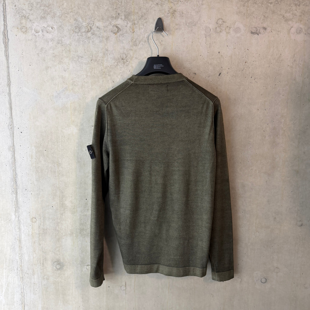 Stone Island Fast Dye Airbrush wool jumper olive back view