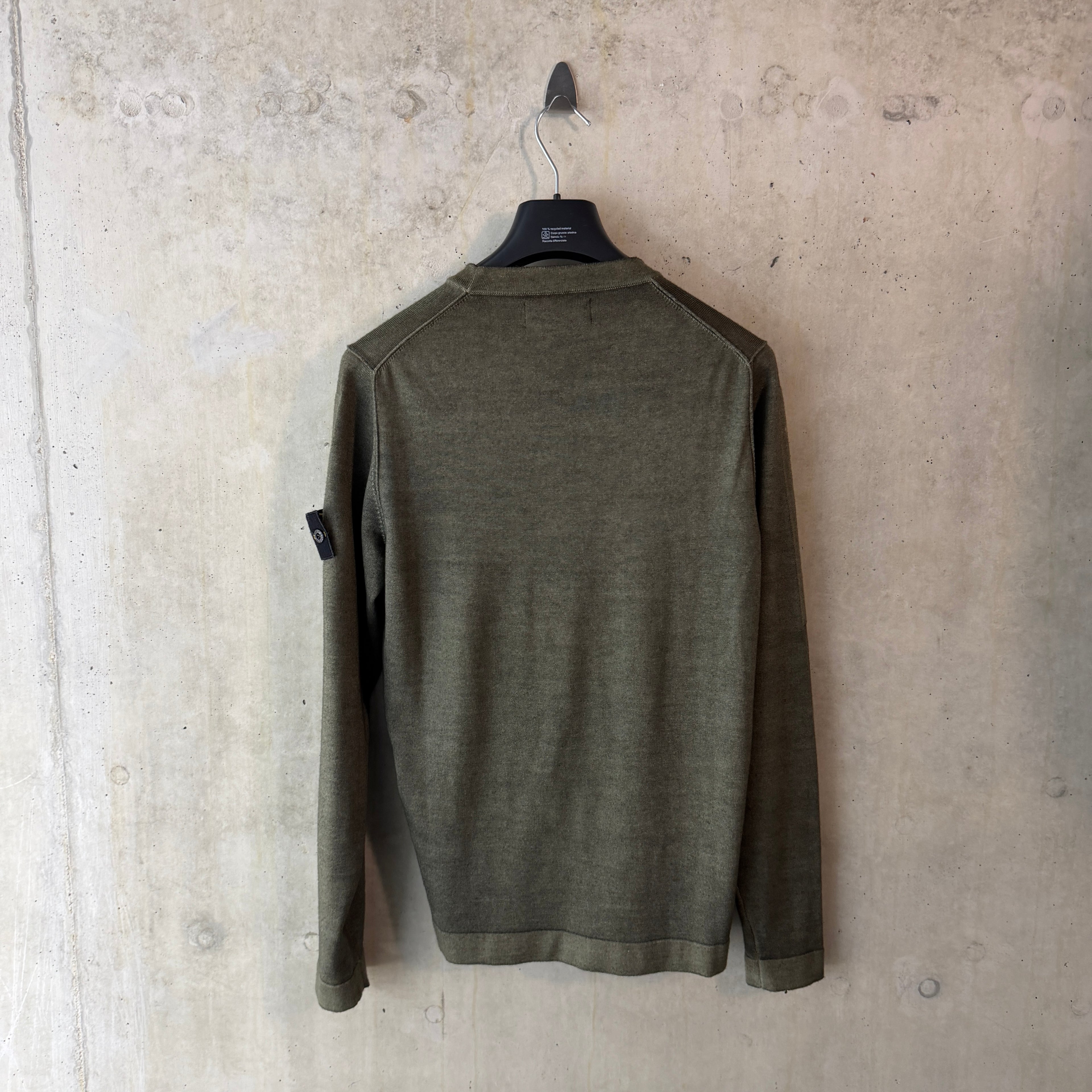 Stone Island Fast Dye Airbrush wool jumper olive back view