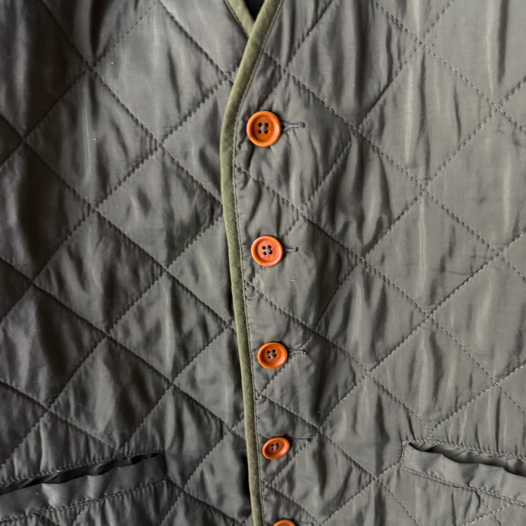 C.P. Company quilted gilet olive green detail view