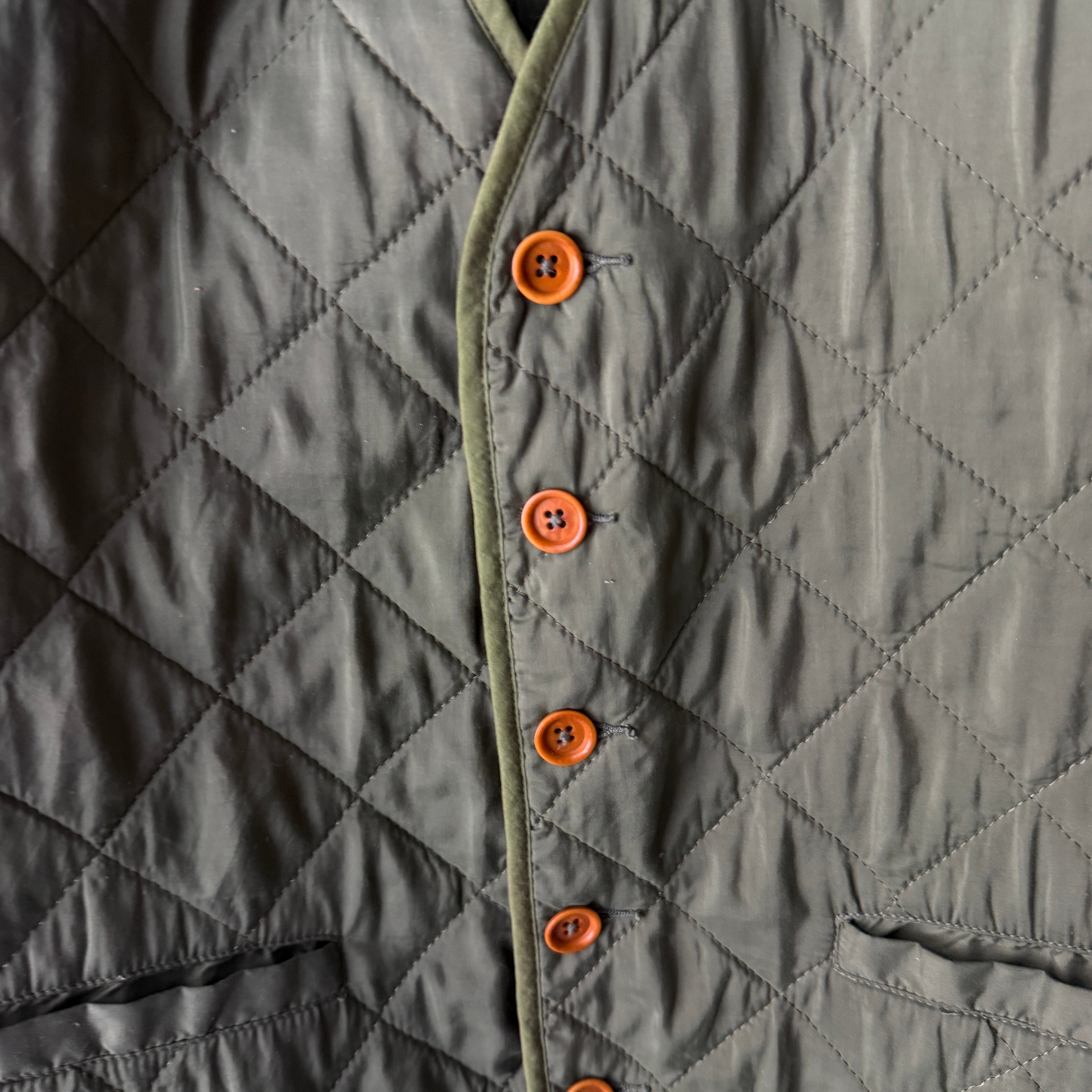 C.P. Company quilted gilet olive green detail view