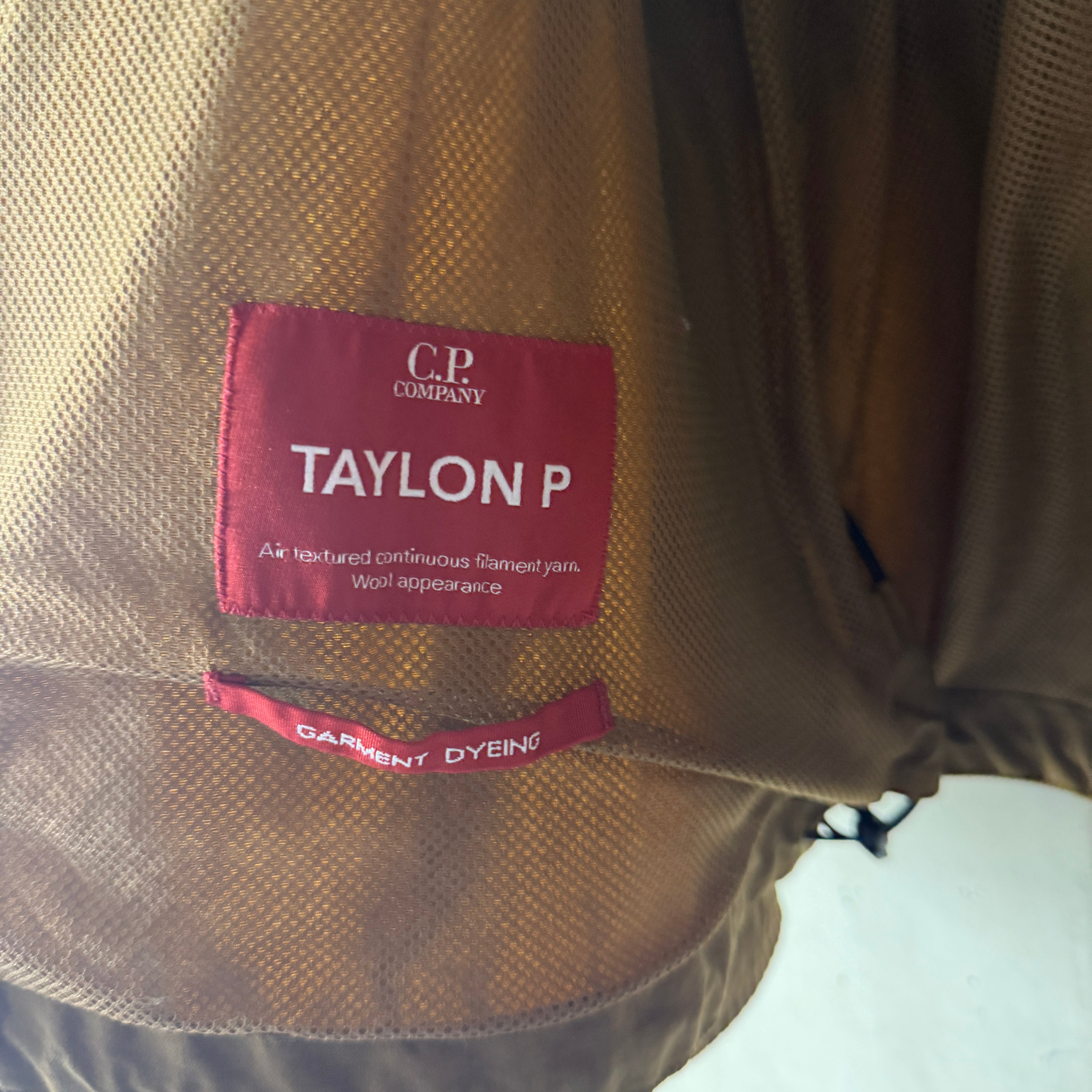 C.P. Company Taylon P overshirt camel tobacco care label 2