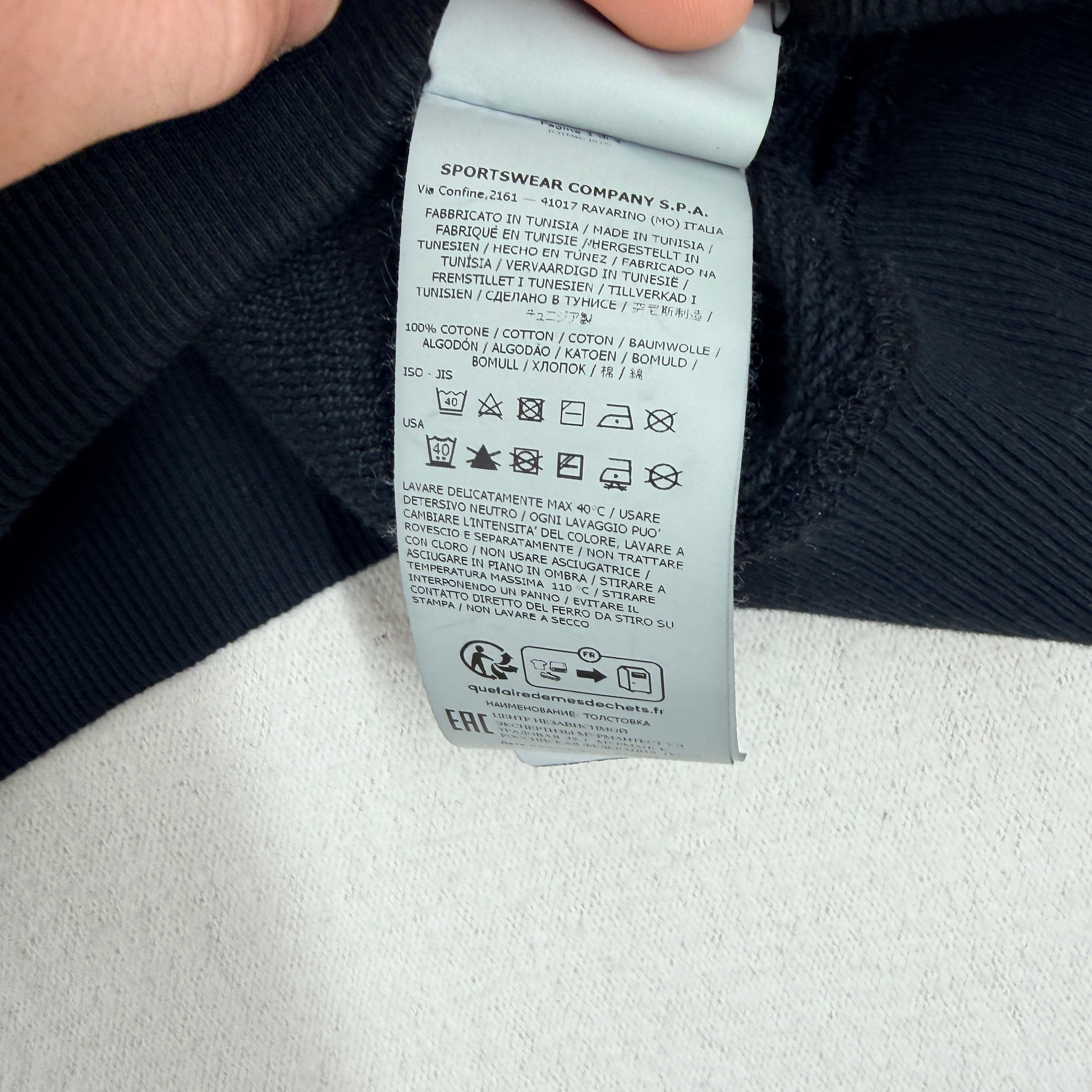 Stone Island Navy Thick Cotton Spell Out Sweatshirt — label