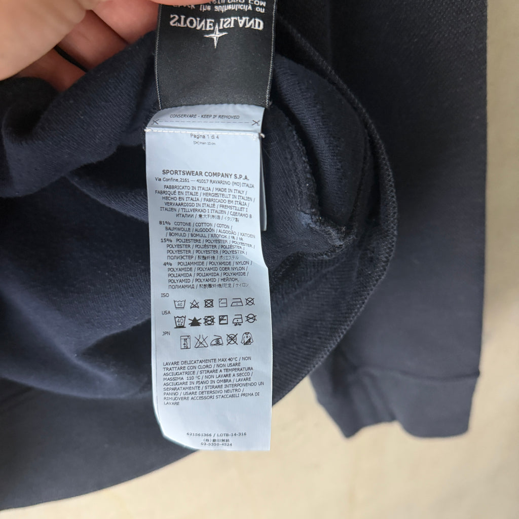Stone Island half zip hoodie washed navy care label