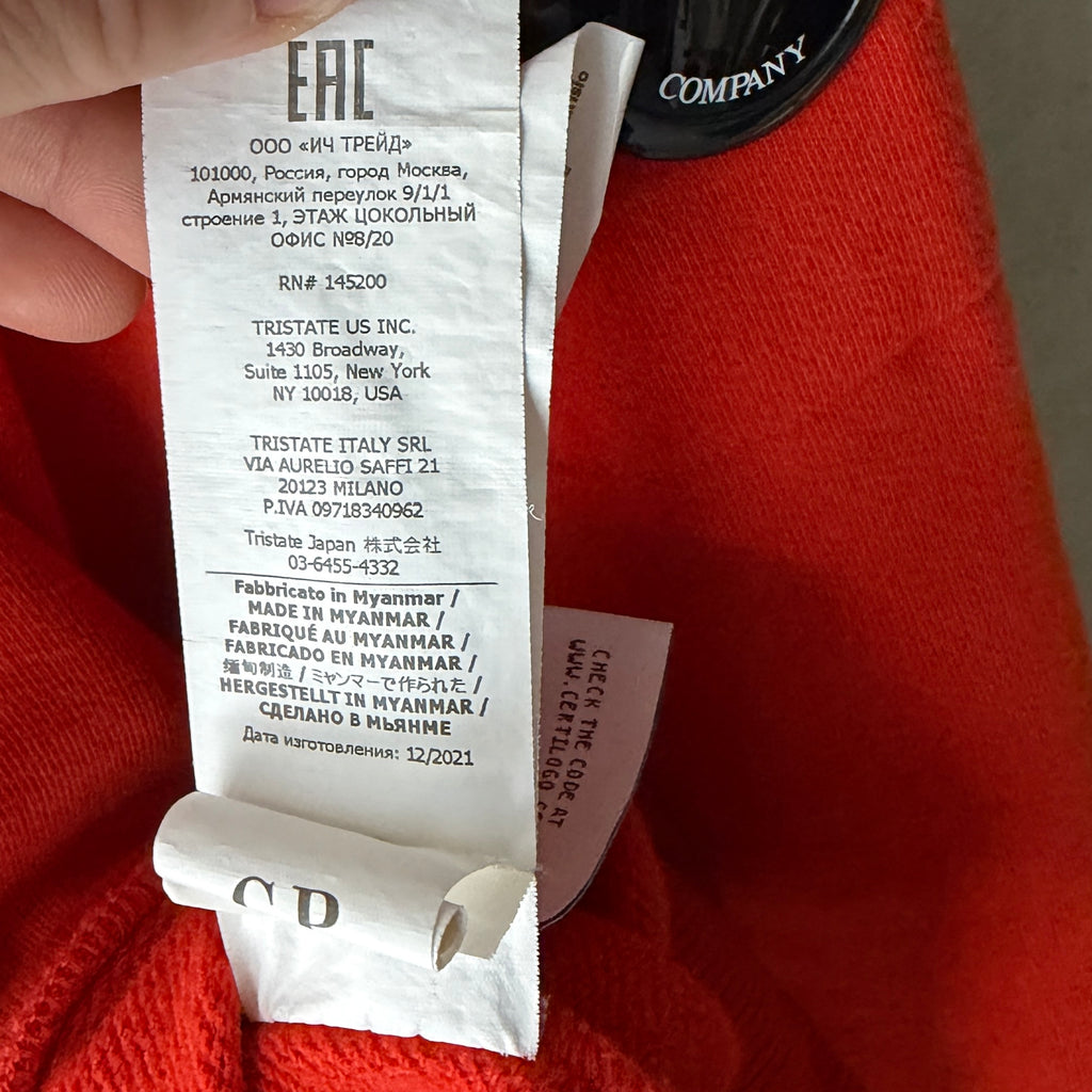 C.P. Company cotton sweatshirt red orange care label 3
