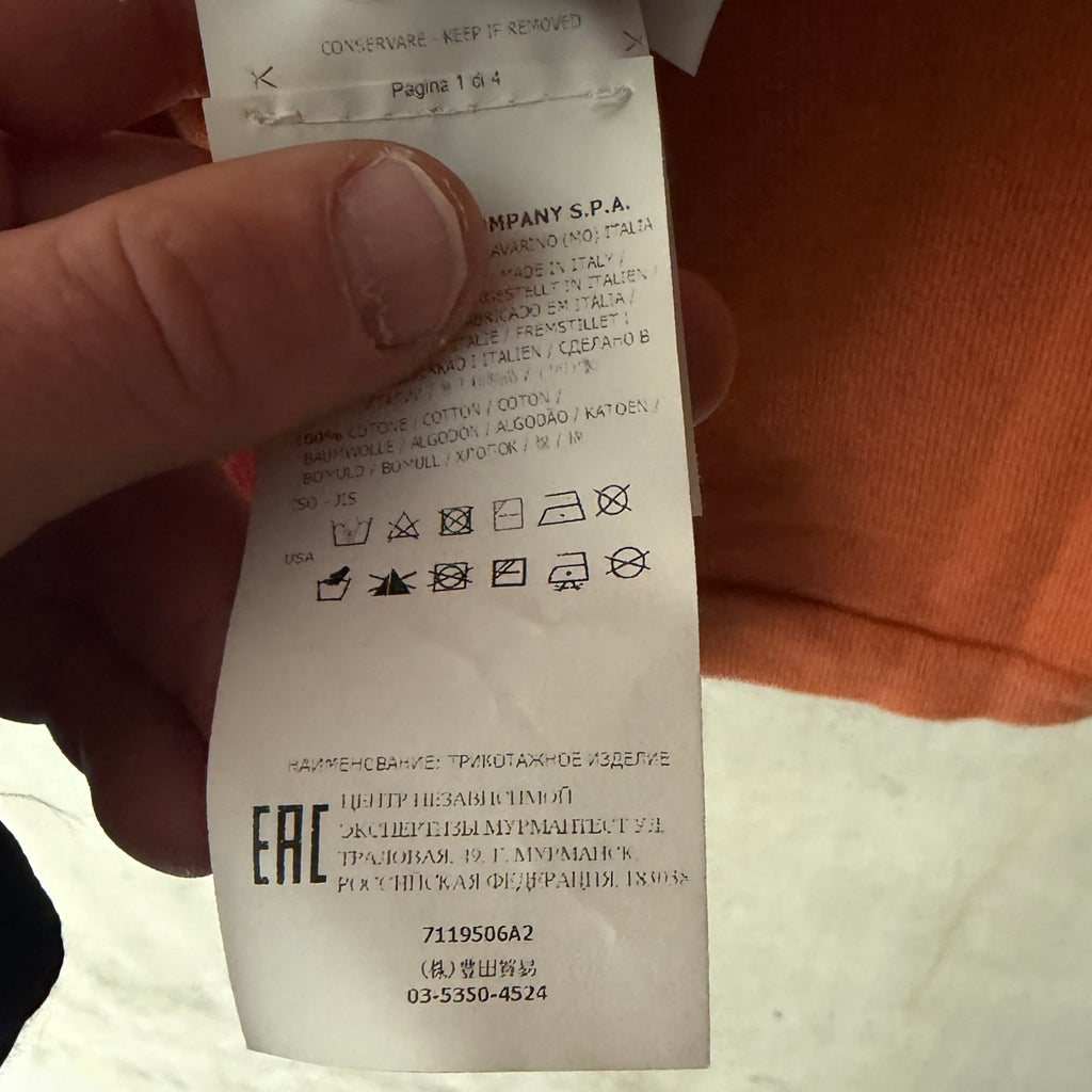 Stone Island Shadow Project turtleneck rust orange care label
