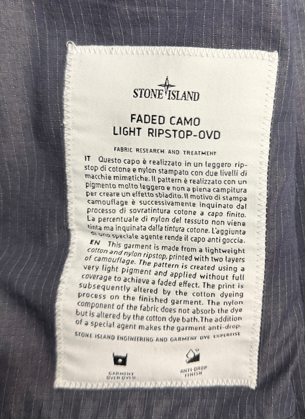 Stone Island Faded Camo Light Ripstop-TC Field Jacket — label