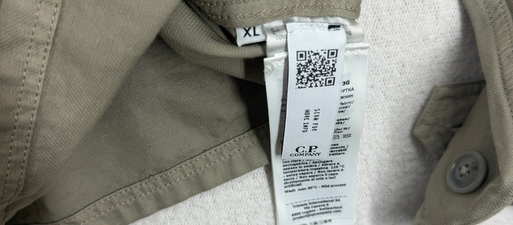 C.P. Company Cotton/Linen Full Zip Overshirt — label