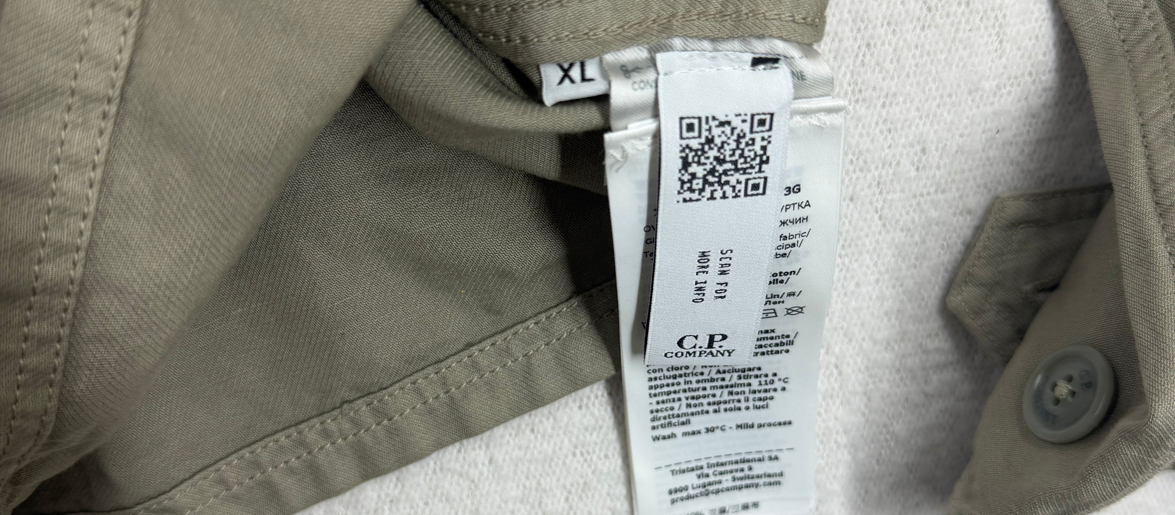 C.P. Company Cotton/Linen Full Zip Overshirt — label