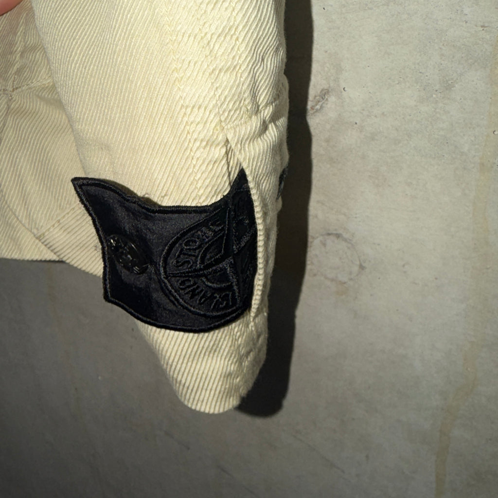 Stone Island Shadow Project cargo shorts pale yellow badge detail
