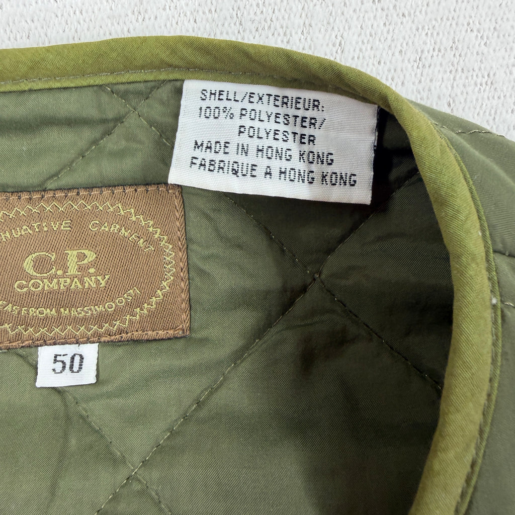 C.P. Company quilted gilet olive green detail view 2