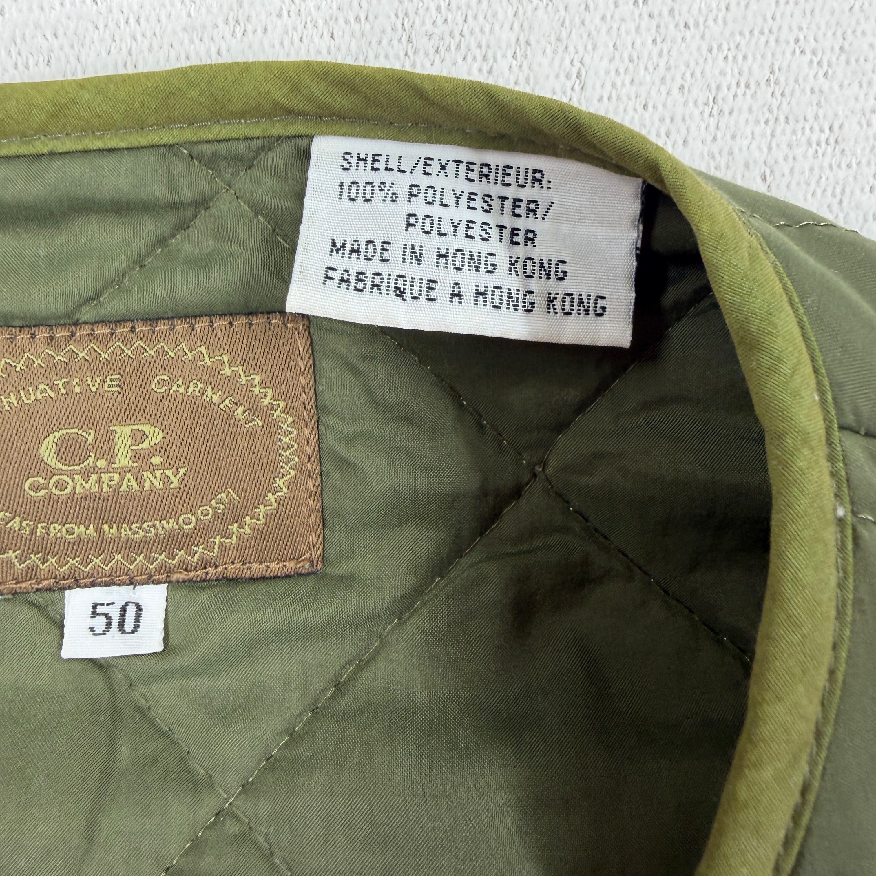 C.P. Company quilted gilet olive green detail view 2