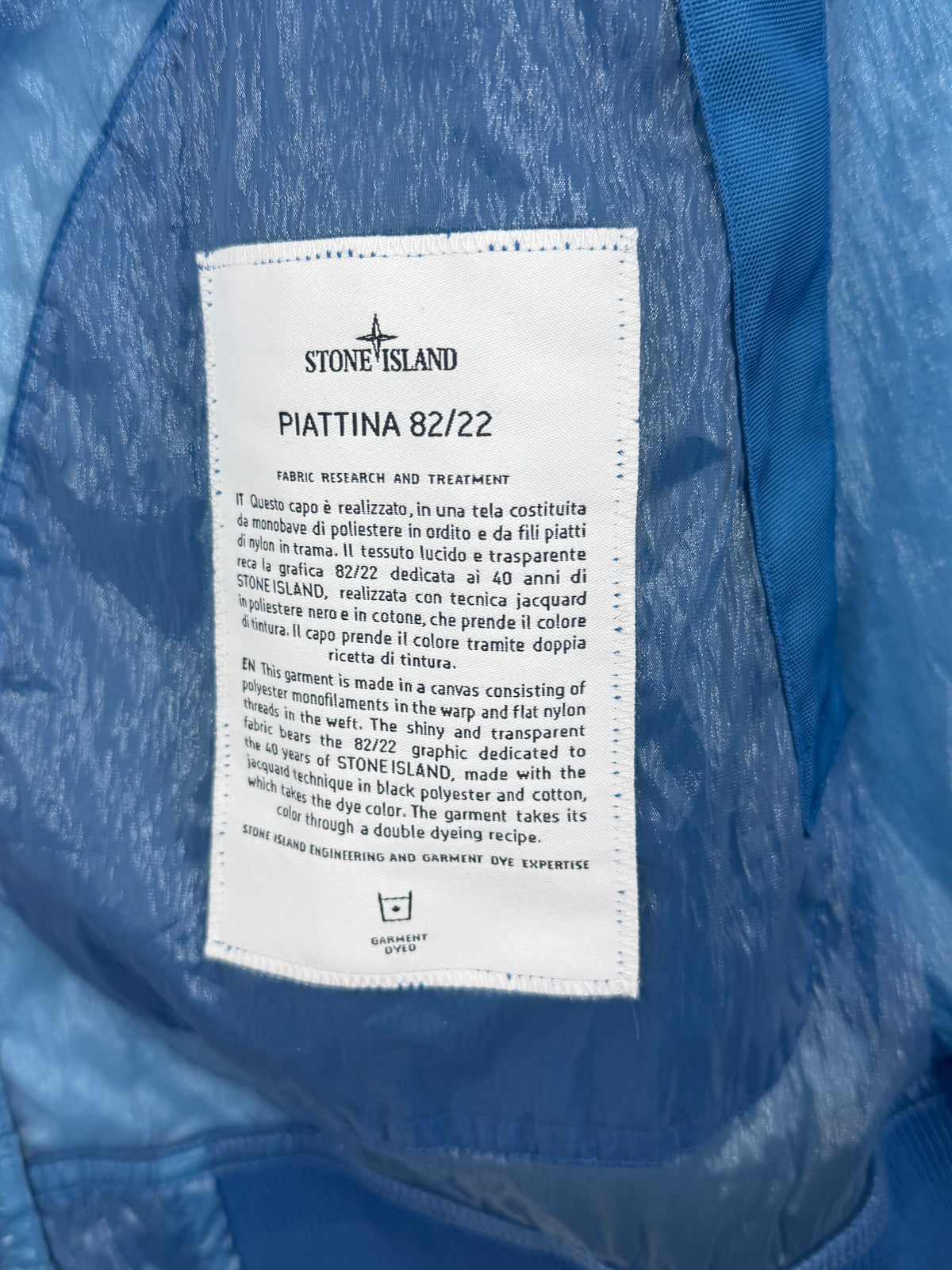Stone Island Piattina 82/22 Bomber Jacket — label
