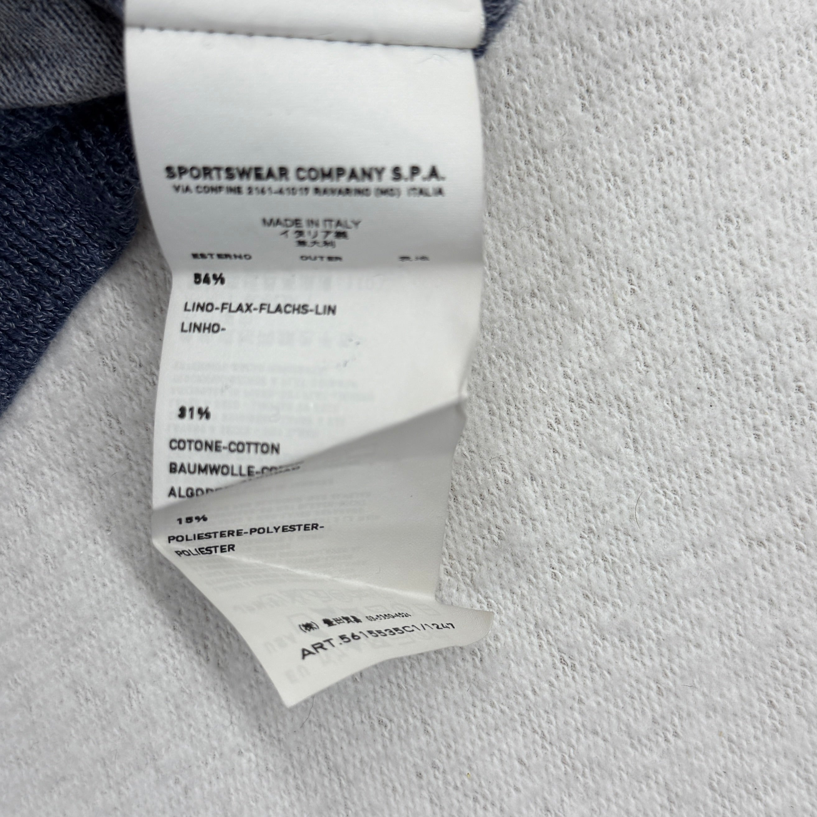 Stone Island cotton linen jumper washed blue melange care label 3