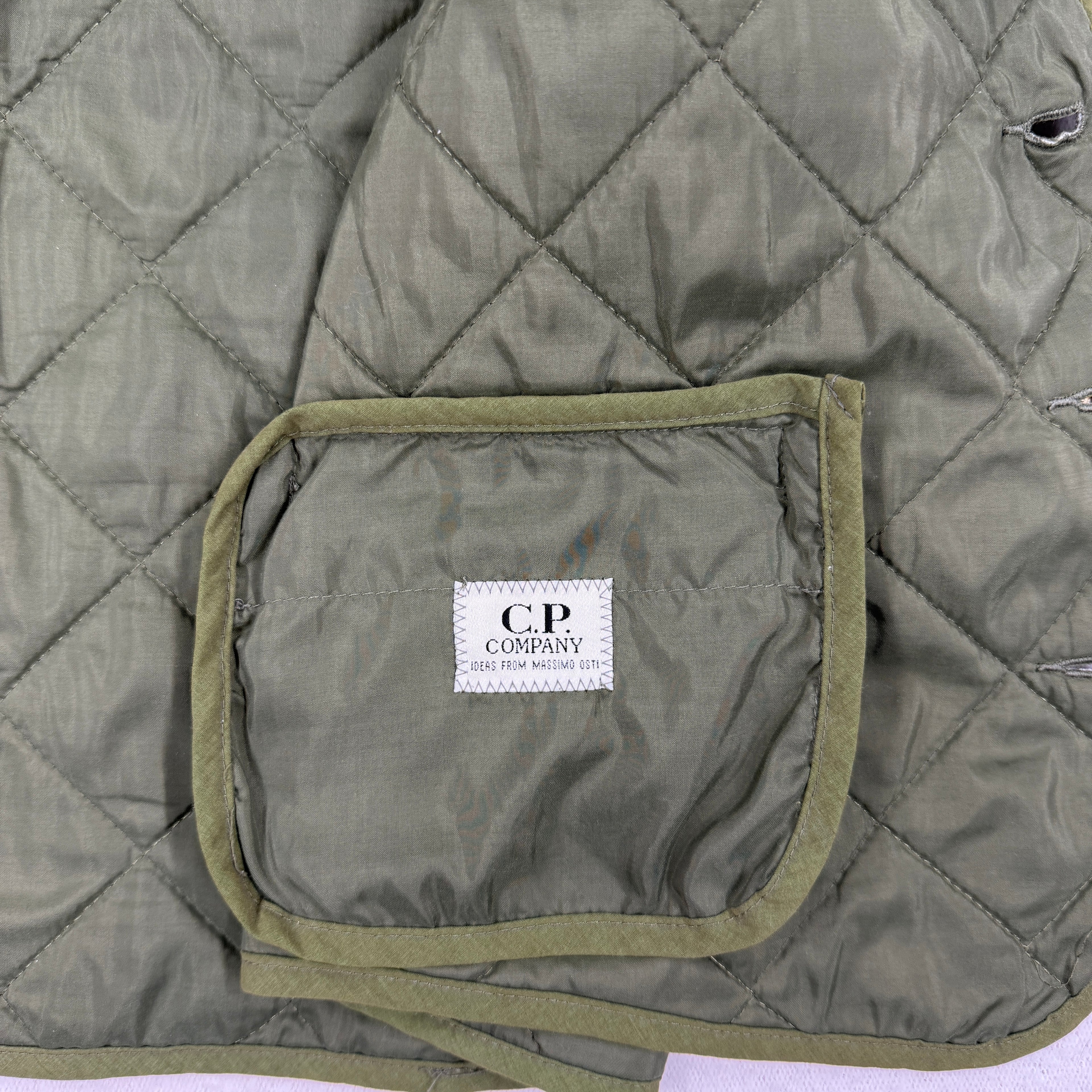 C.P. Company quilted gilet olive green detail view 3
