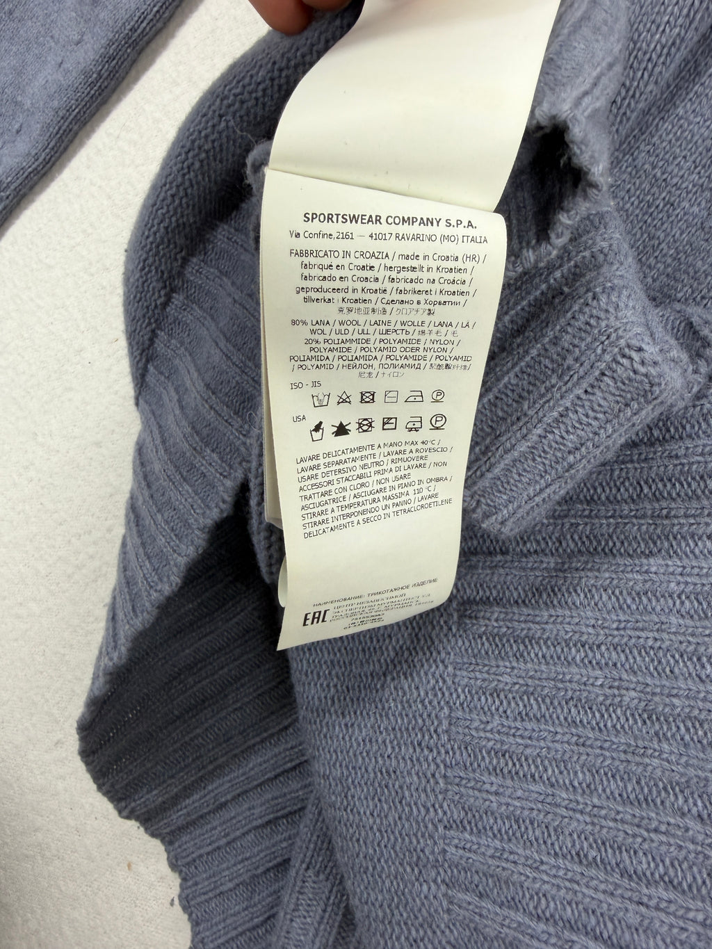Stone Island Lambswool Naslan Hood Sweater — label