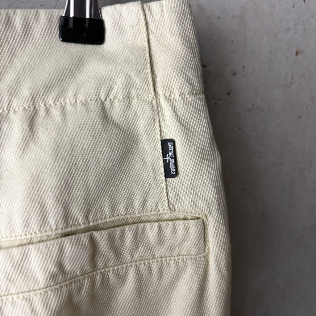 Stone Island Shadow Project cargo shorts pale yellow detail view 2