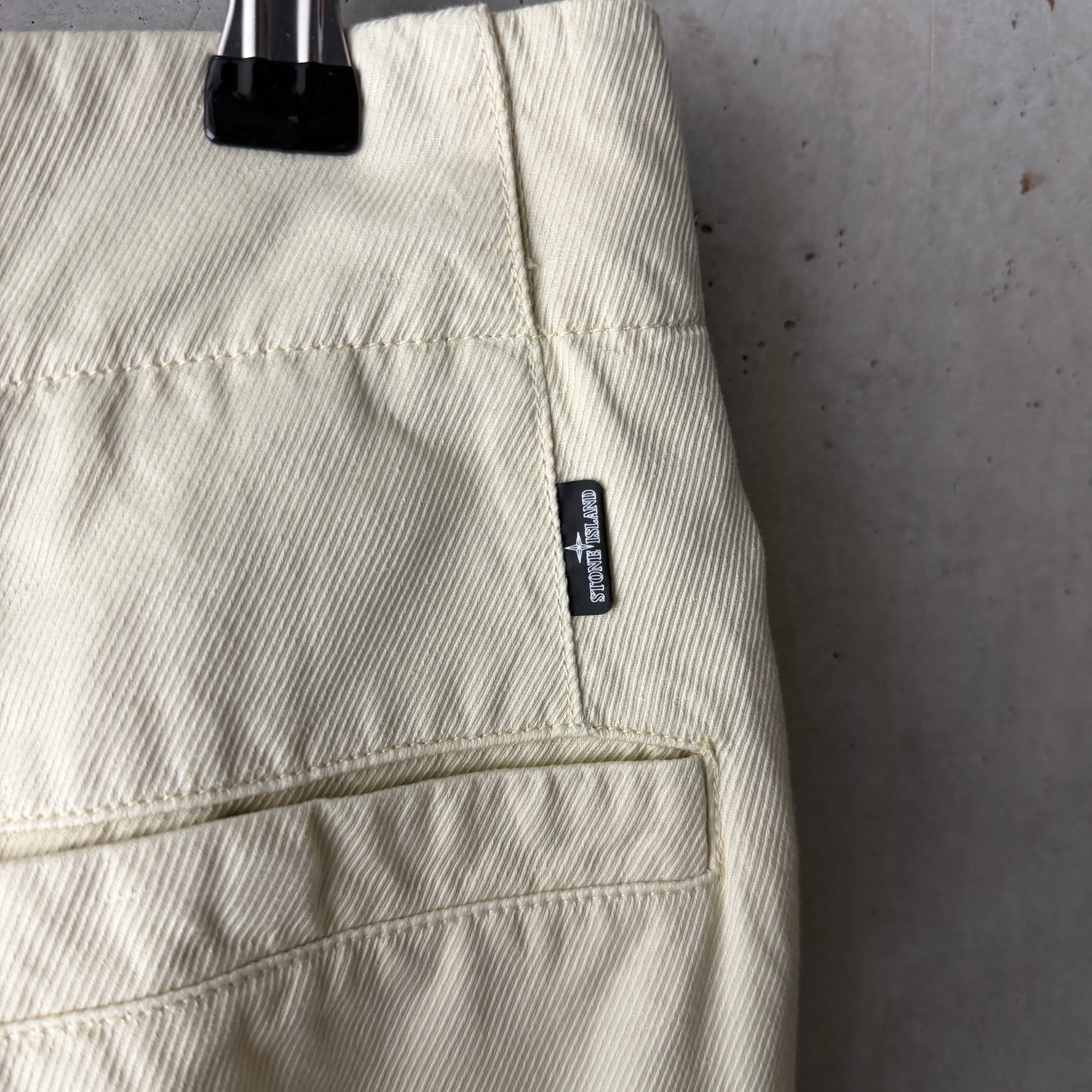 Stone Island Shadow Project cargo shorts pale yellow detail view 2