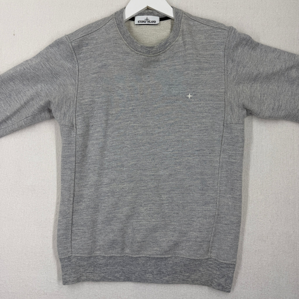 Stone Island logo sweatshirt light grey melange front view 2