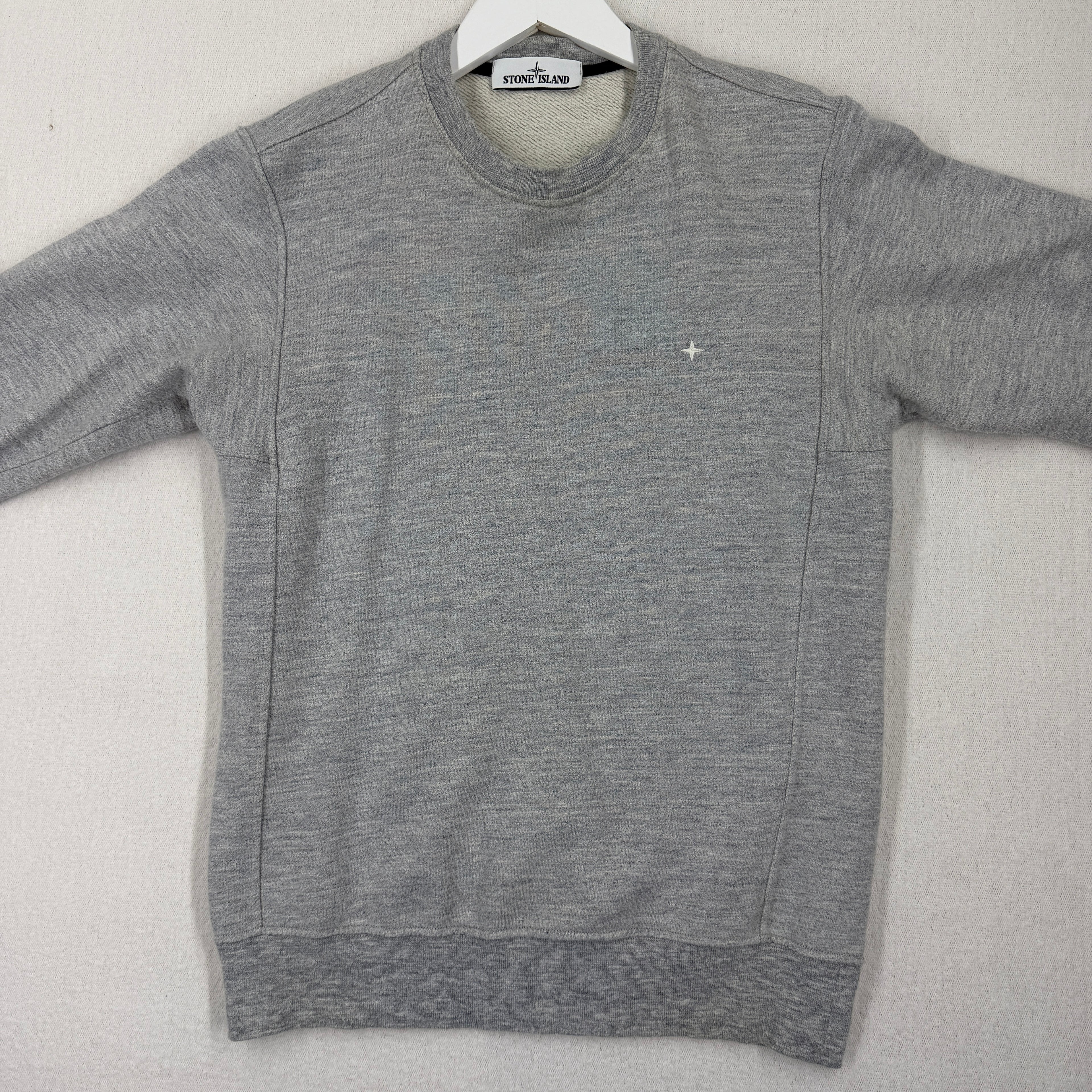 Stone Island logo sweatshirt light grey melange front view 2