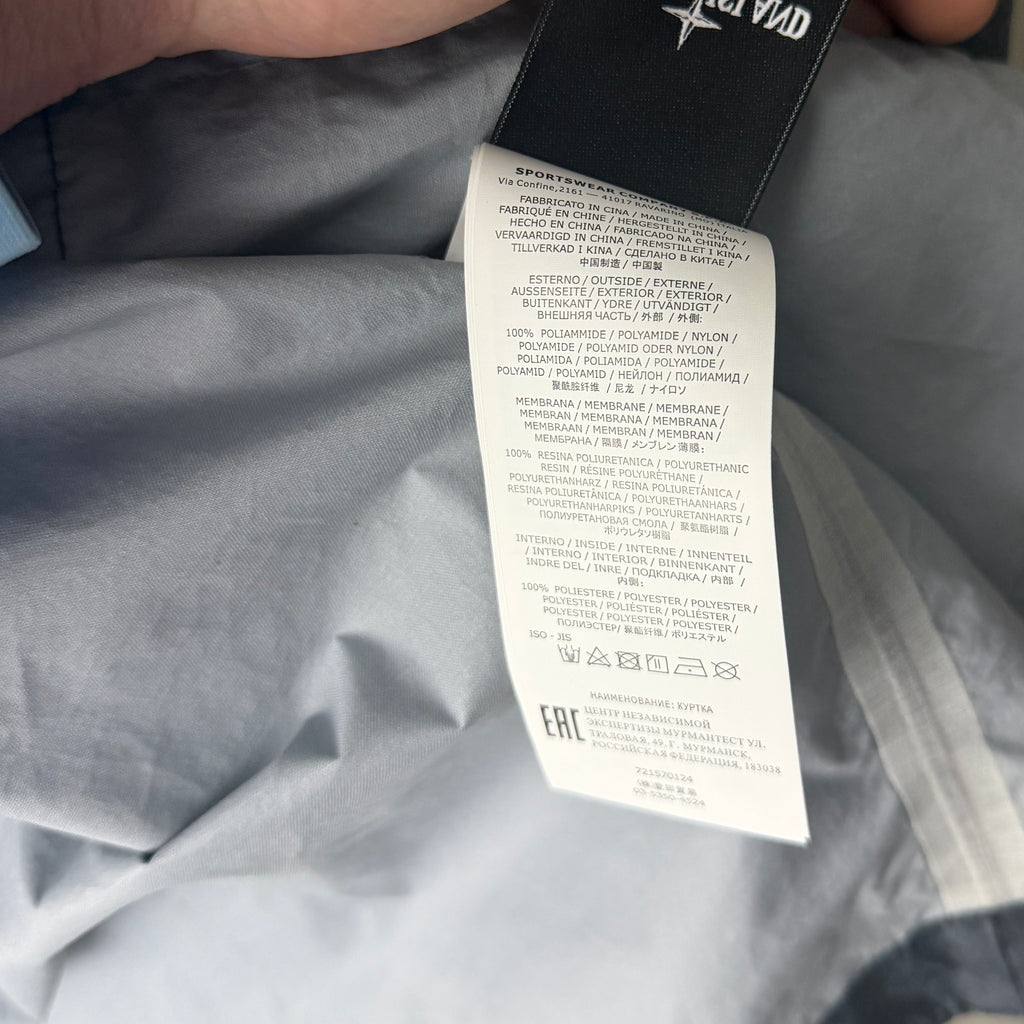 Stone Island Membrana 3L Dust Colour parka anthracite care label 2