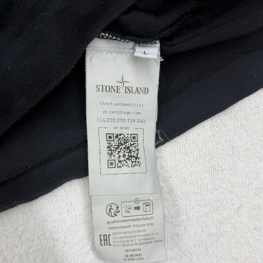 Stone Island Long Sleeve Polo with Tonal Pocket Embroidery - Large