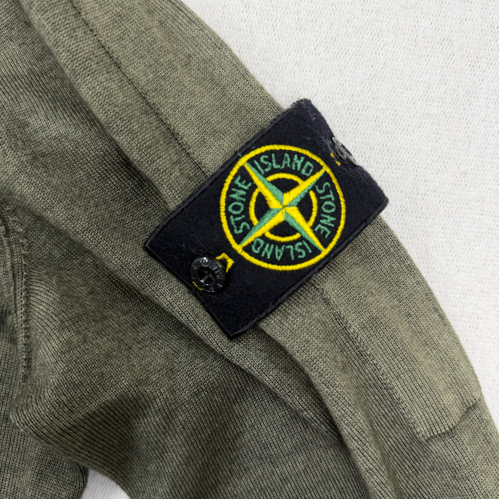 Stone Island Fast Dye Airbrush wool jumper olive badge detail