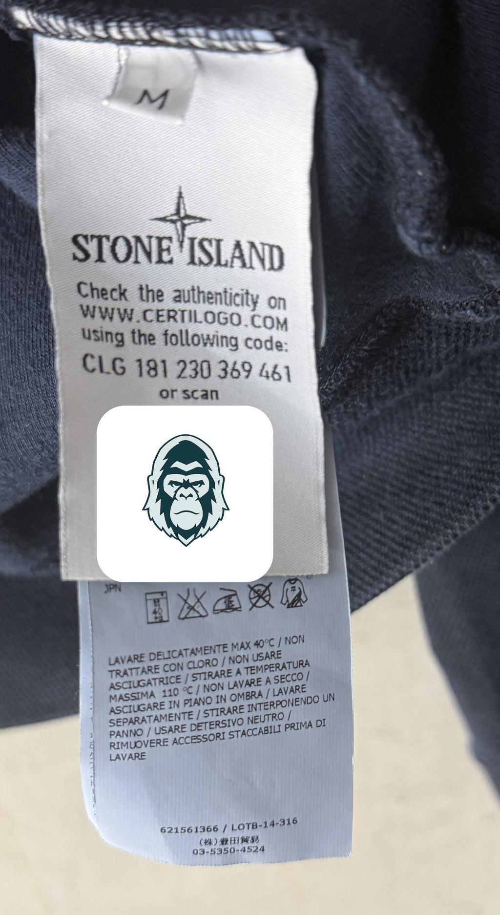 Stone Island half zip hoodie washed navy authenticity label